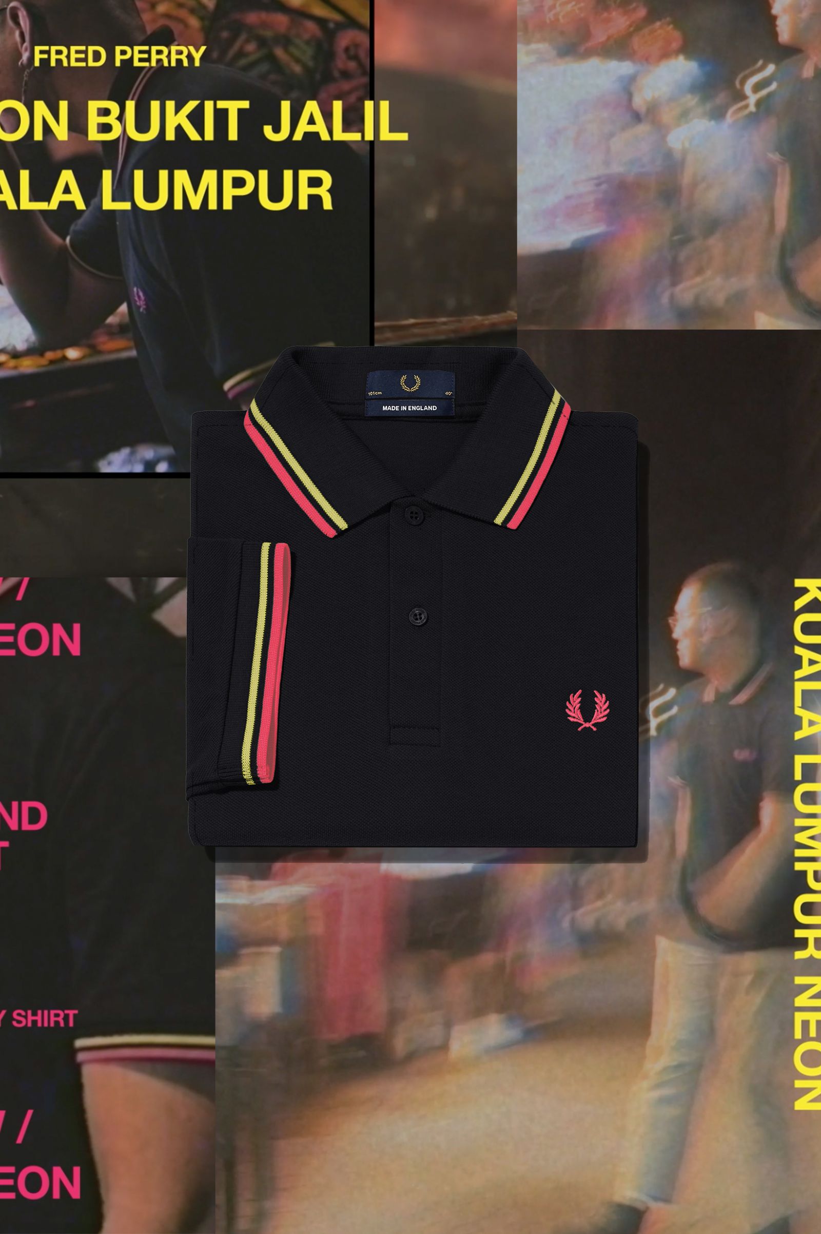 The Fred Perry ShirtM12 Black / Bright Yellow / Kuala Lumpur Neon