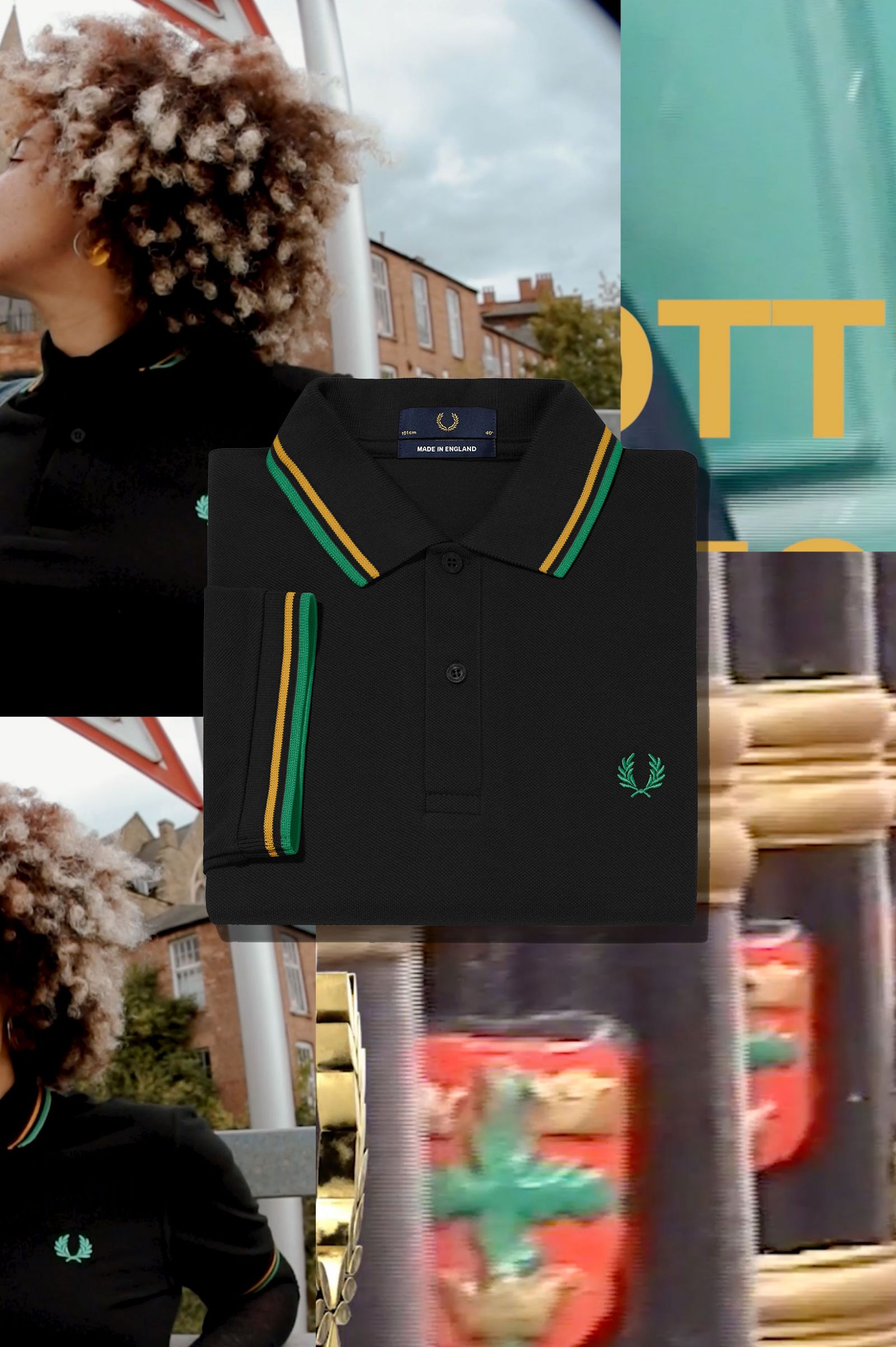 The Fred Perry ShirtM12 Black / Nottingham Gold / Forest Green