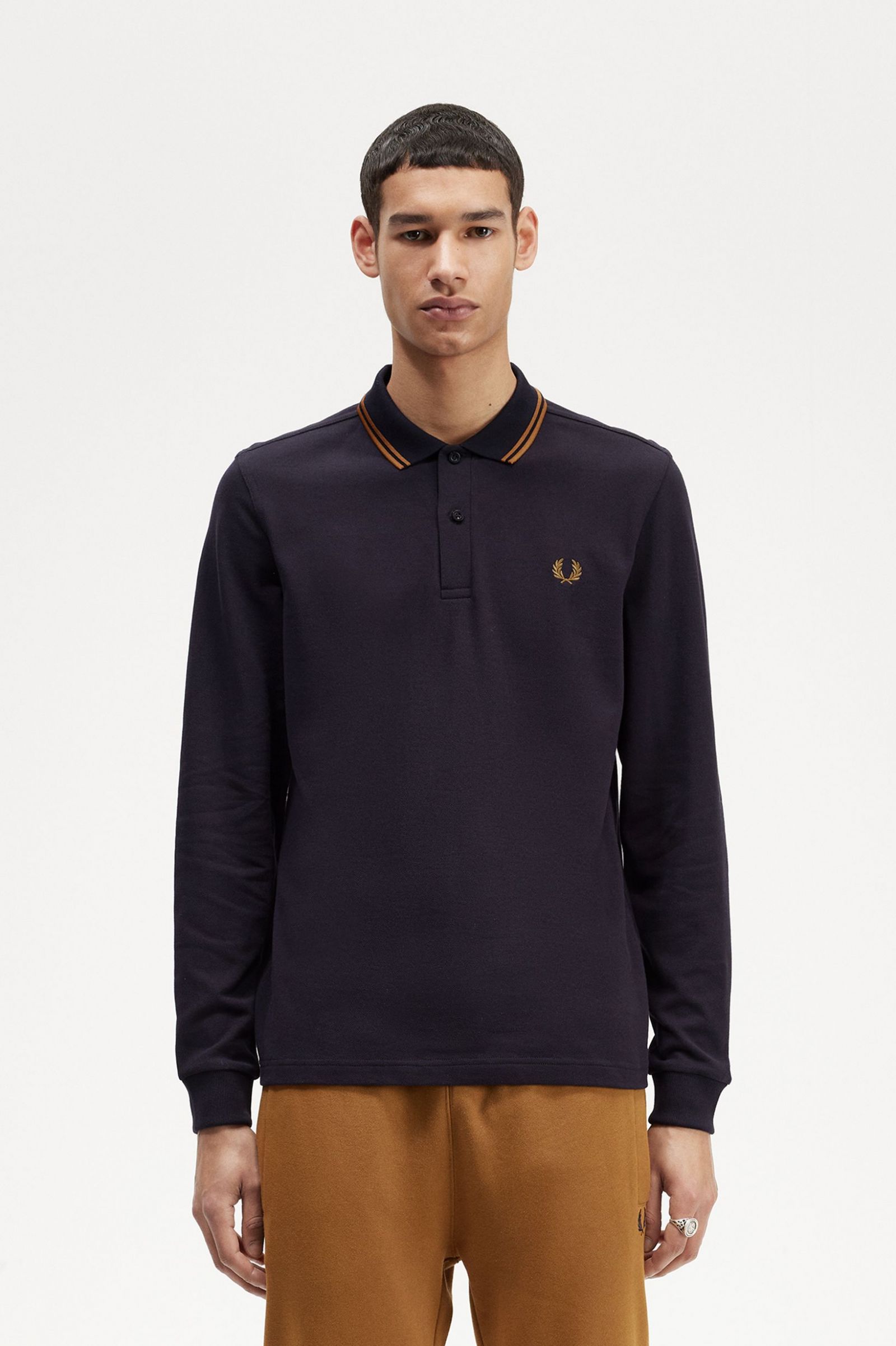 The Fred Perry ShirtM3636 Navy / Dark Caramel / Dark Caramel