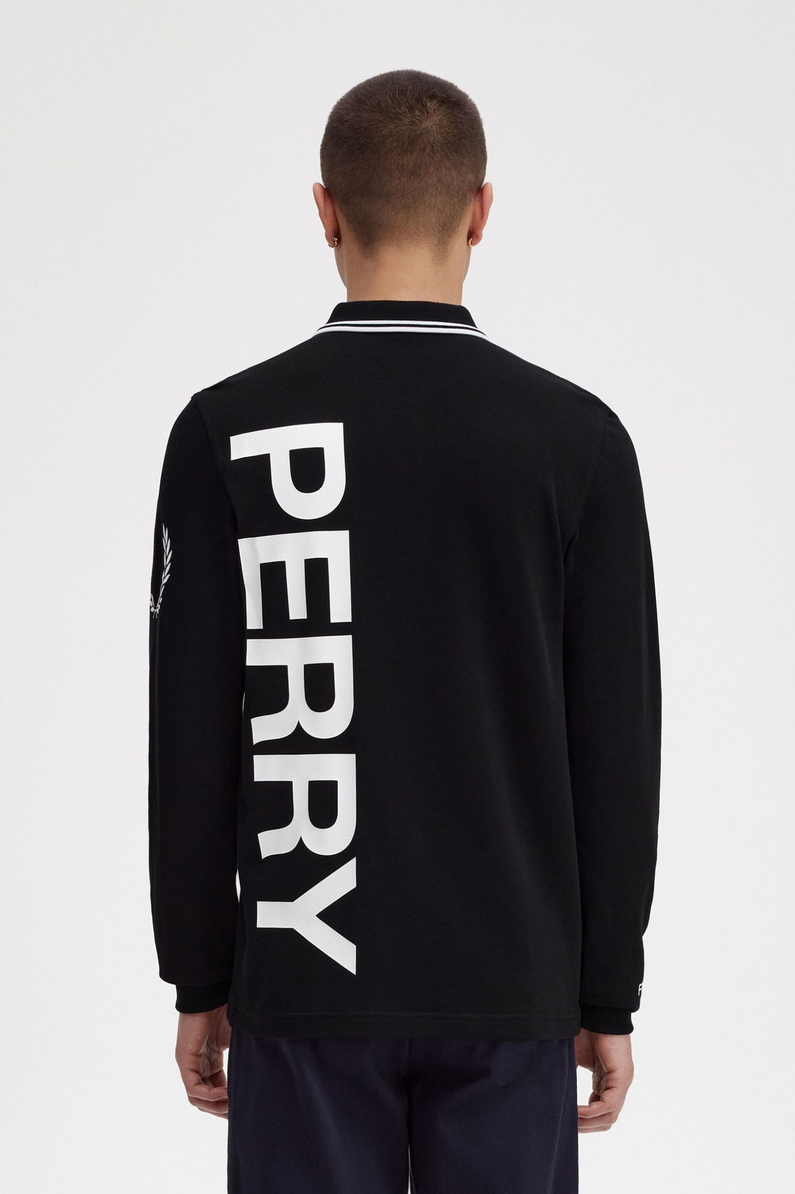 Bold Graphic Long Sleeve Fred Perry Shirt Black