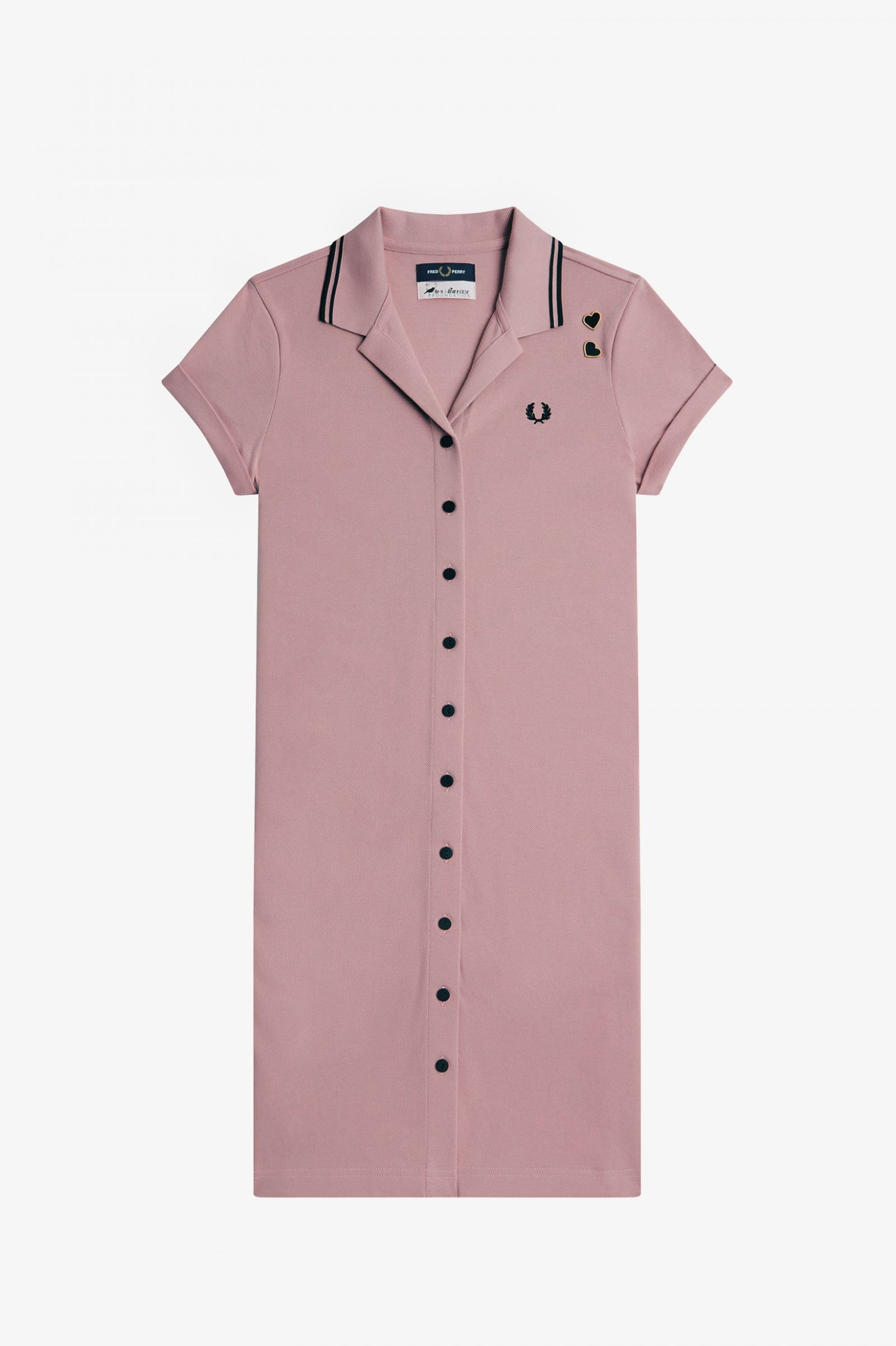Amy Winehouse FoundationButton-Through Piqué Shirt Dress Dusty Rose Pink