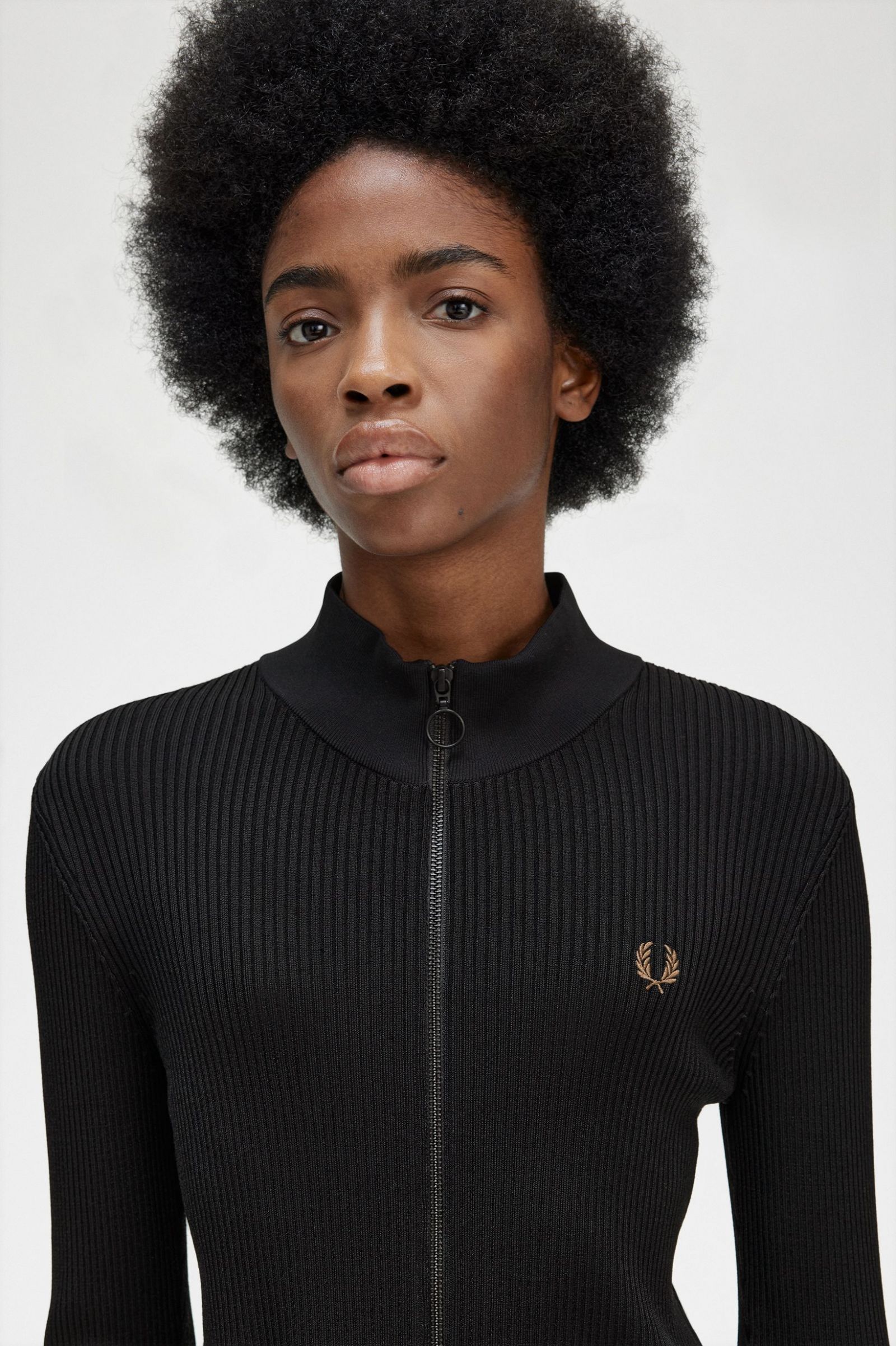 Ribbed Zip Through Jumper Black