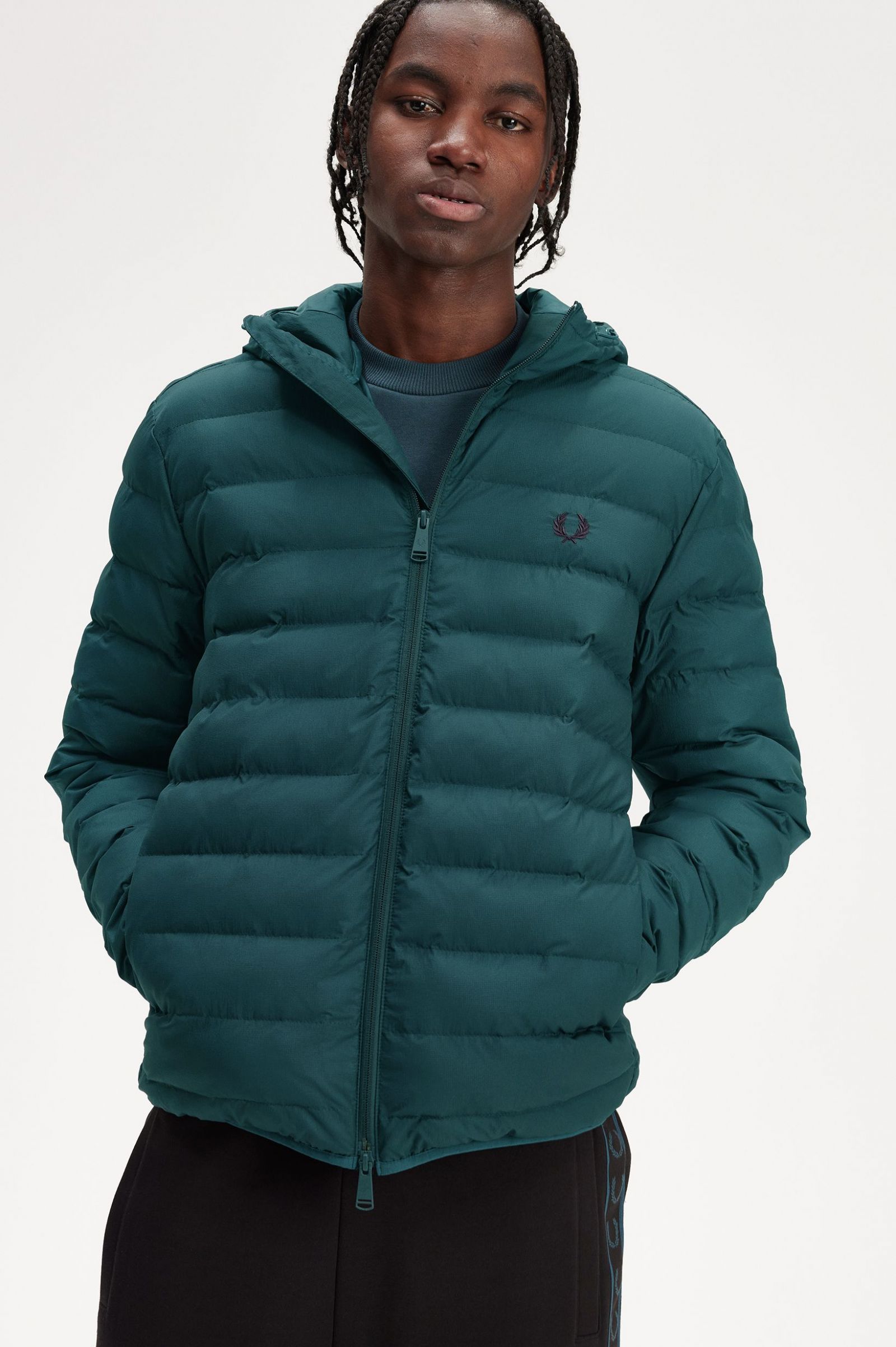 Hooded Insulated Jacket Petrol Blue
