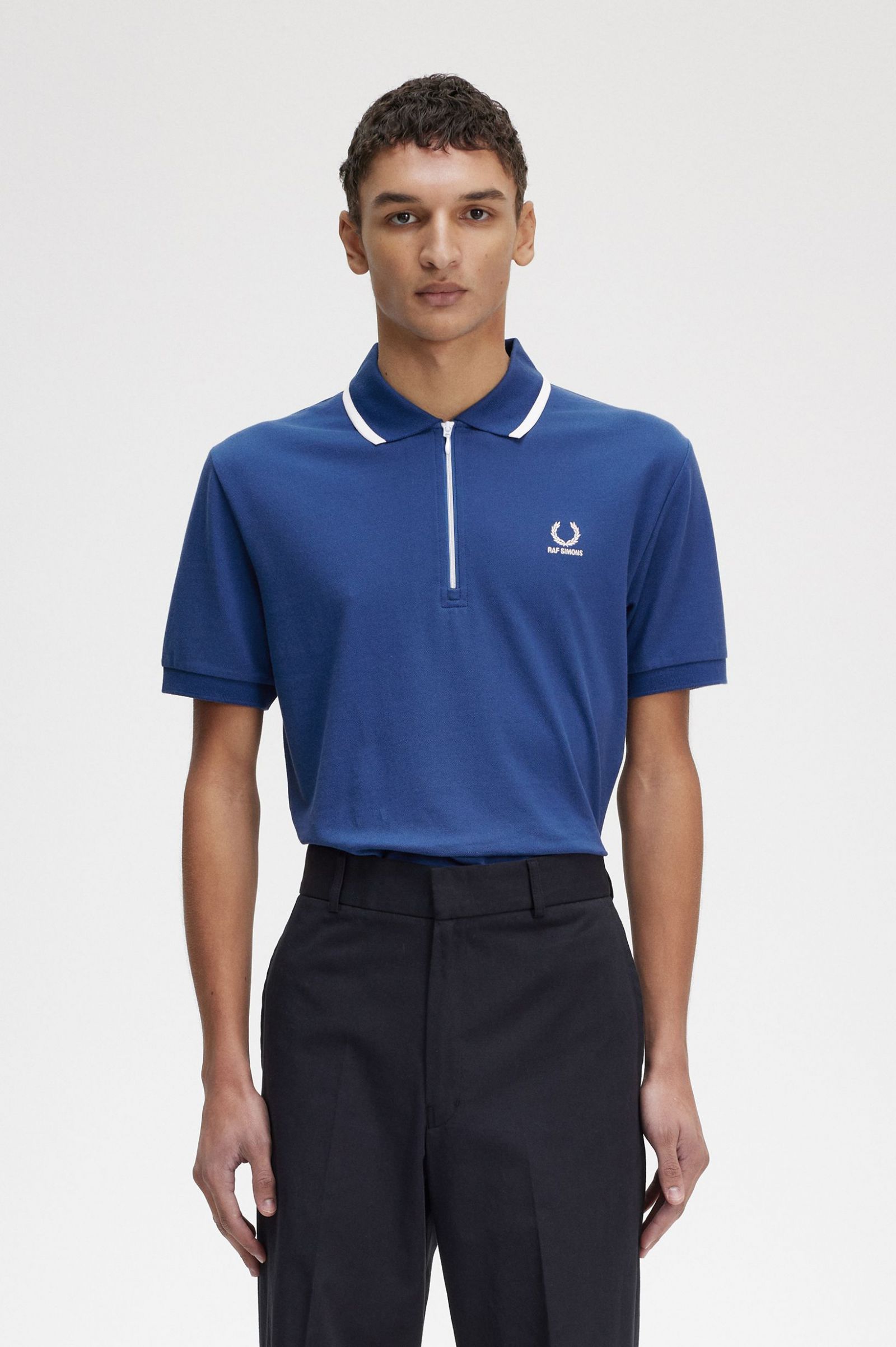 Raf SimonsHalf Zip Polo Shirt Royal Blue