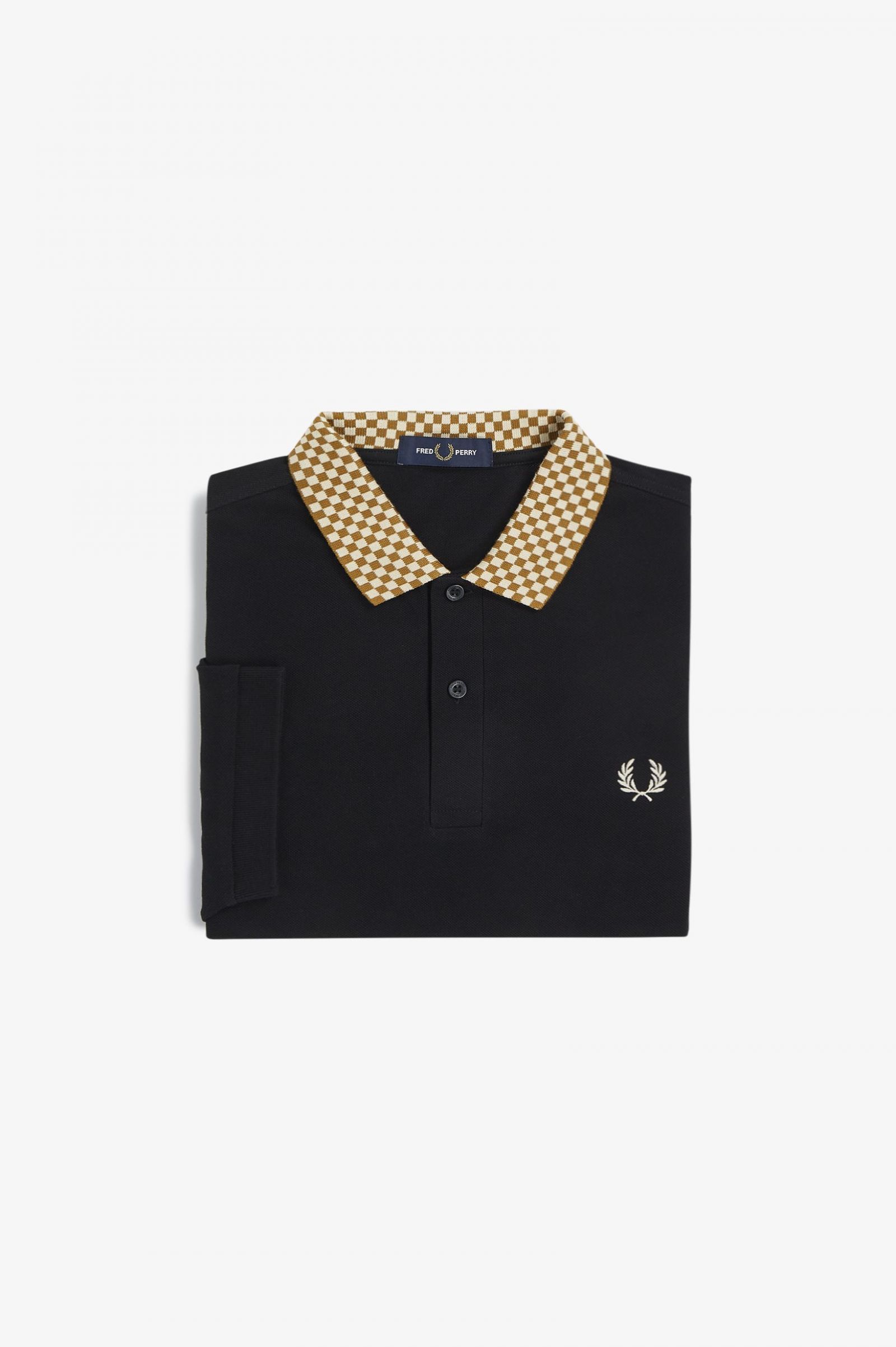 Chequerboard Collar Polo Shirt Black