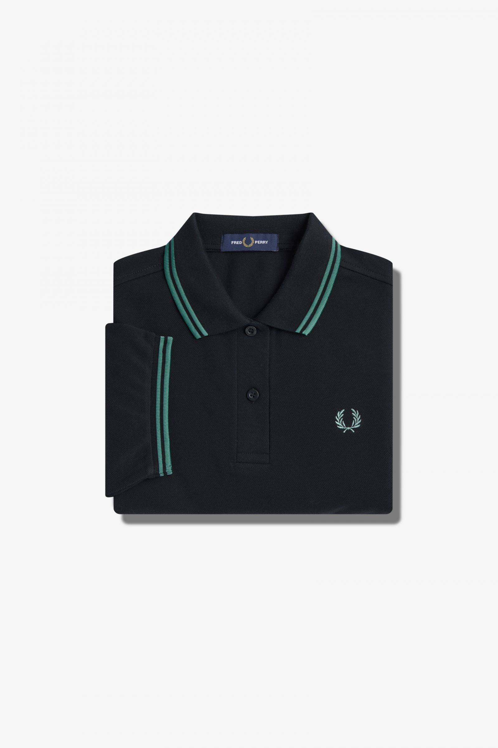 The Fred Perry ShirtG3600 Black / Deep Mint / Deep Mint