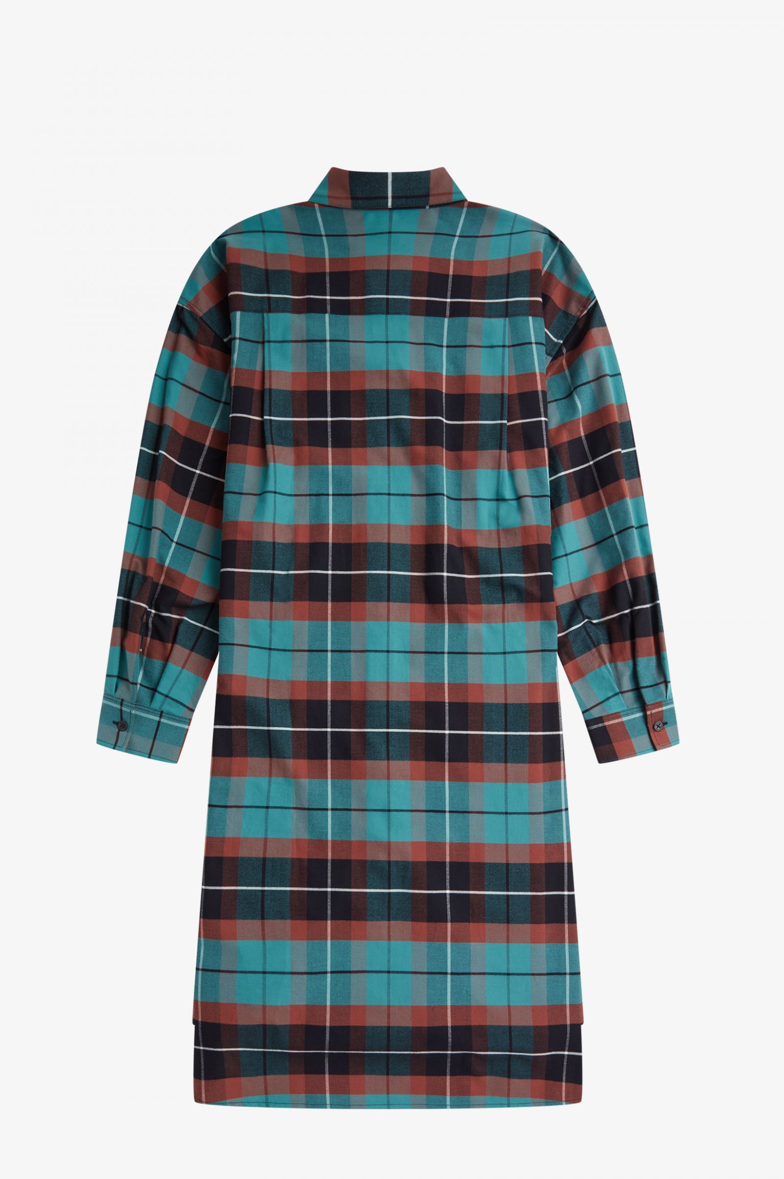 Brushed Tartan Shirt Dress Deep Mint