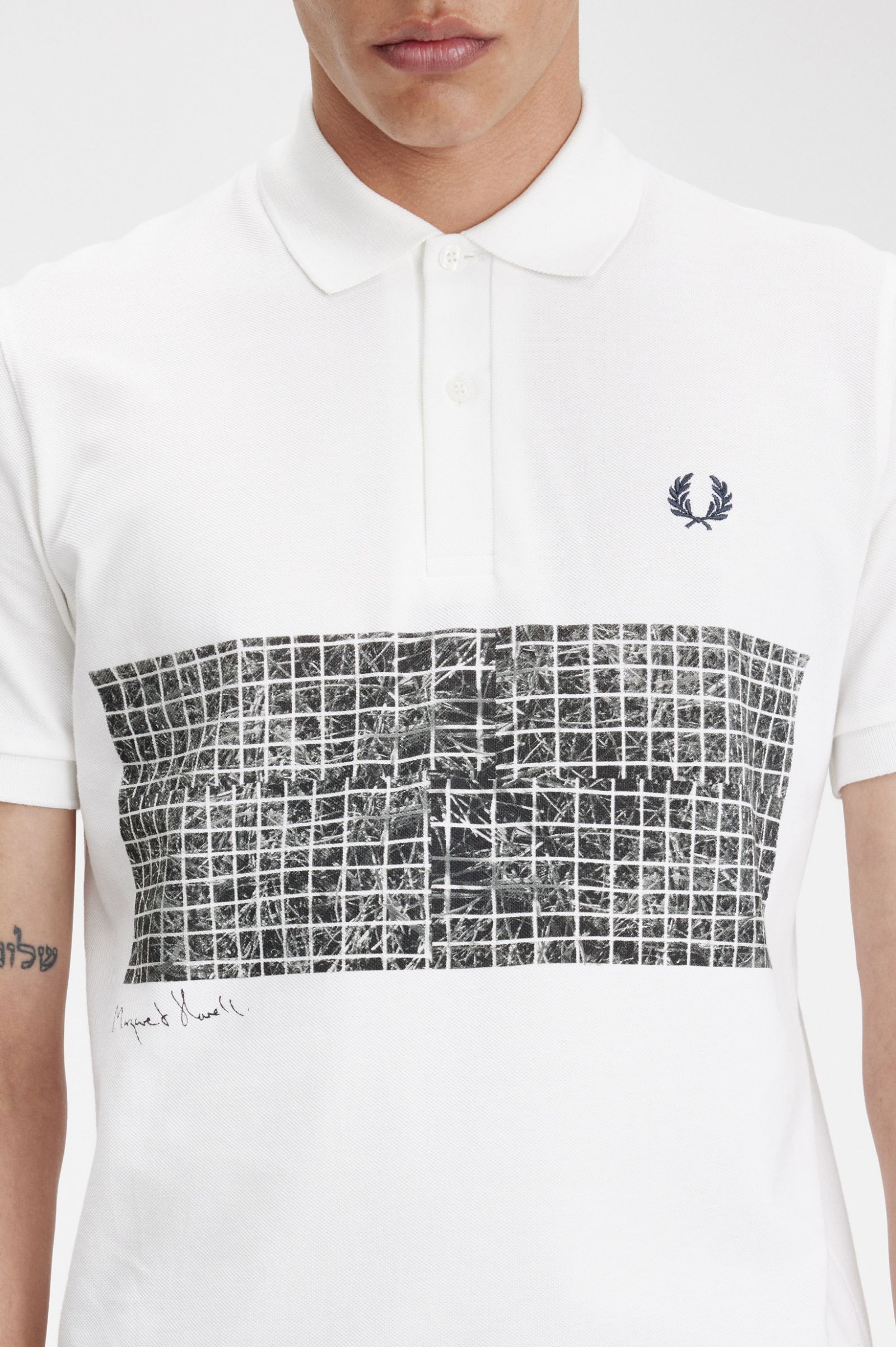 Margaret HowellTennis Print Fred Perry Shirt Ecru / Night Green