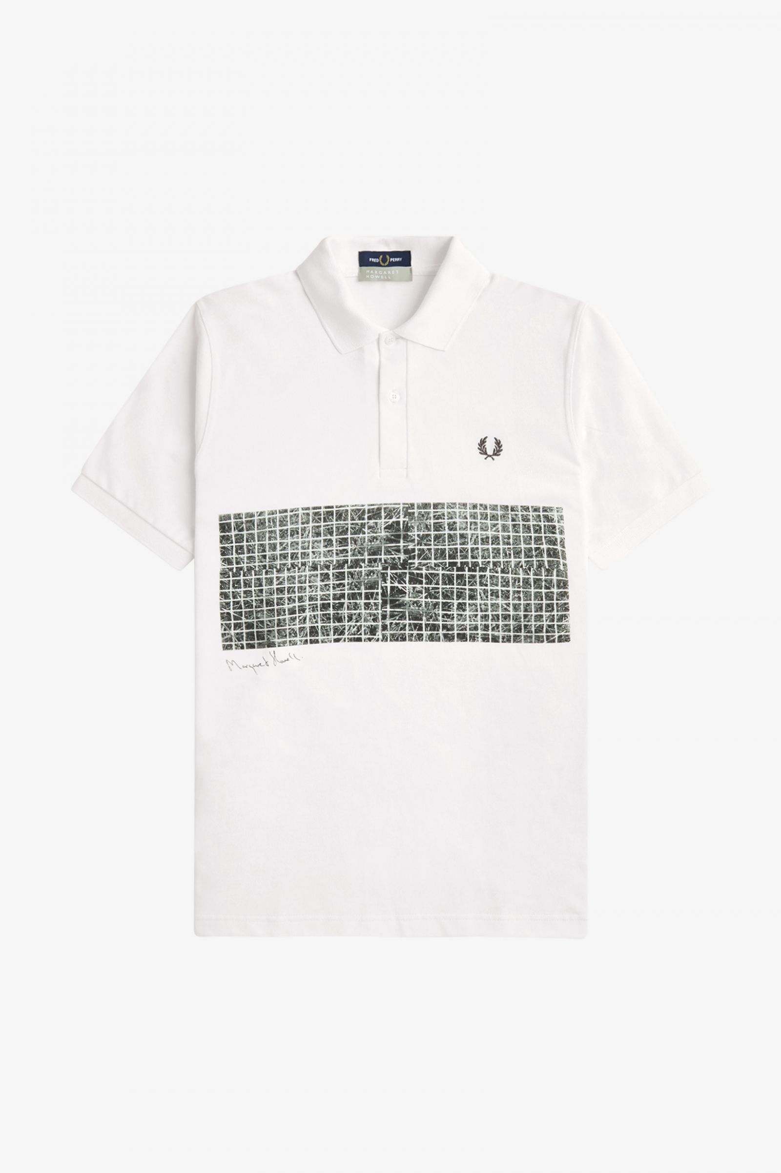 Margaret HowellTennis Print Fred Perry Shirt Ecru / Night Green