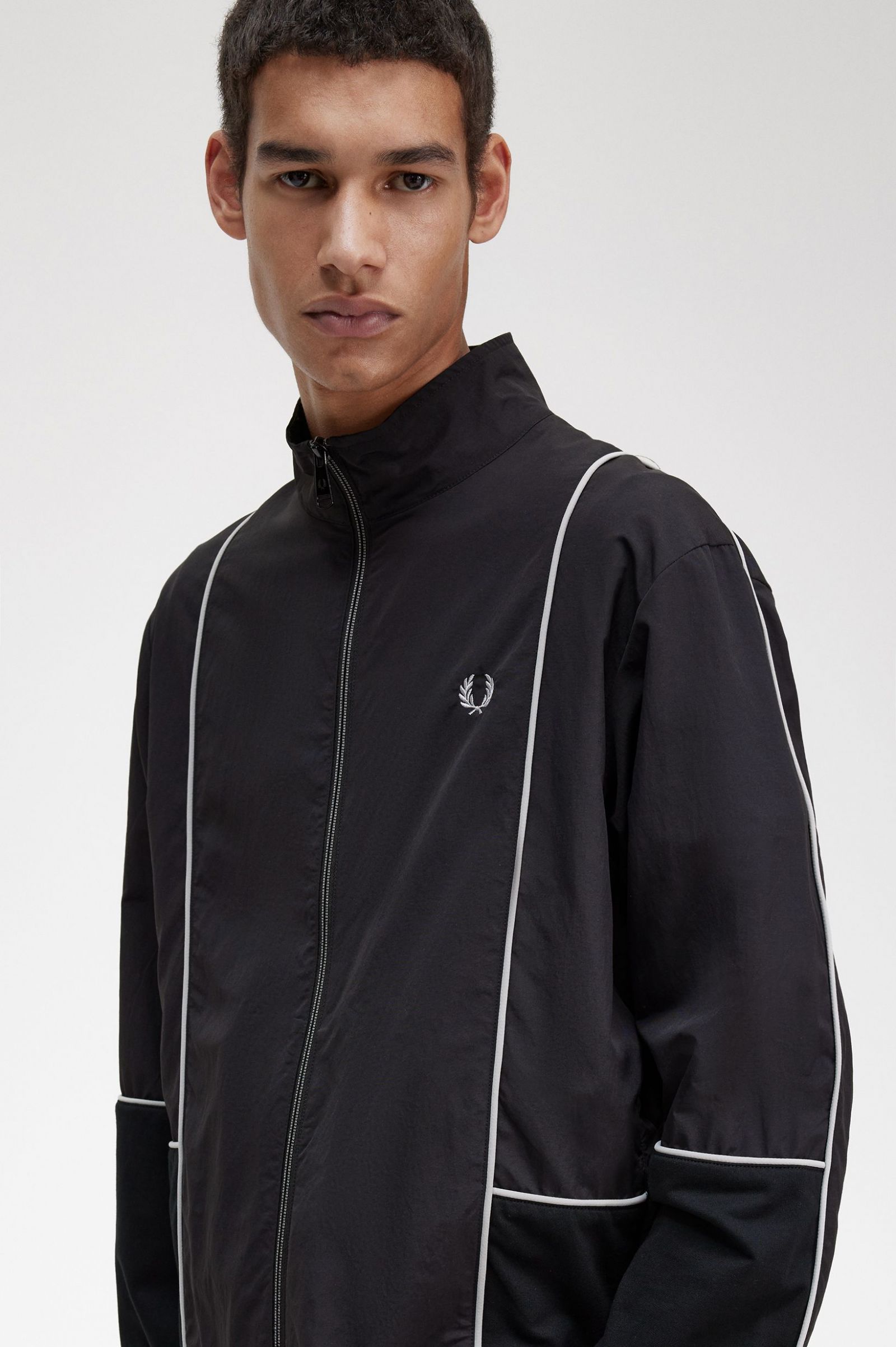 Piped Shell Jacket Black