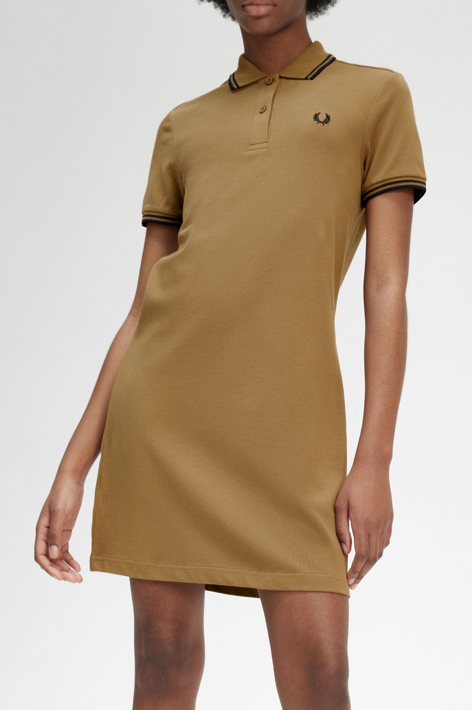 Twin Tipped Fred Perry Shirt Dress Shaded Stone