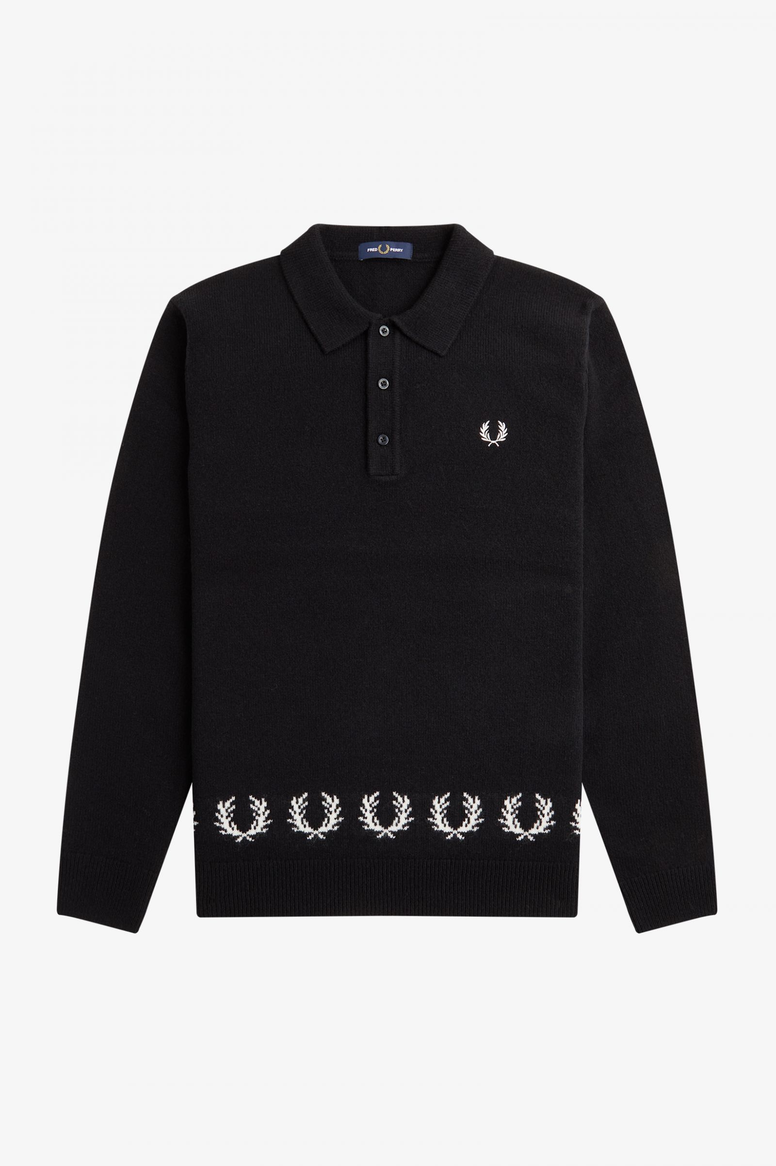 Laurel Wreath Trim Knitted Shirt Black