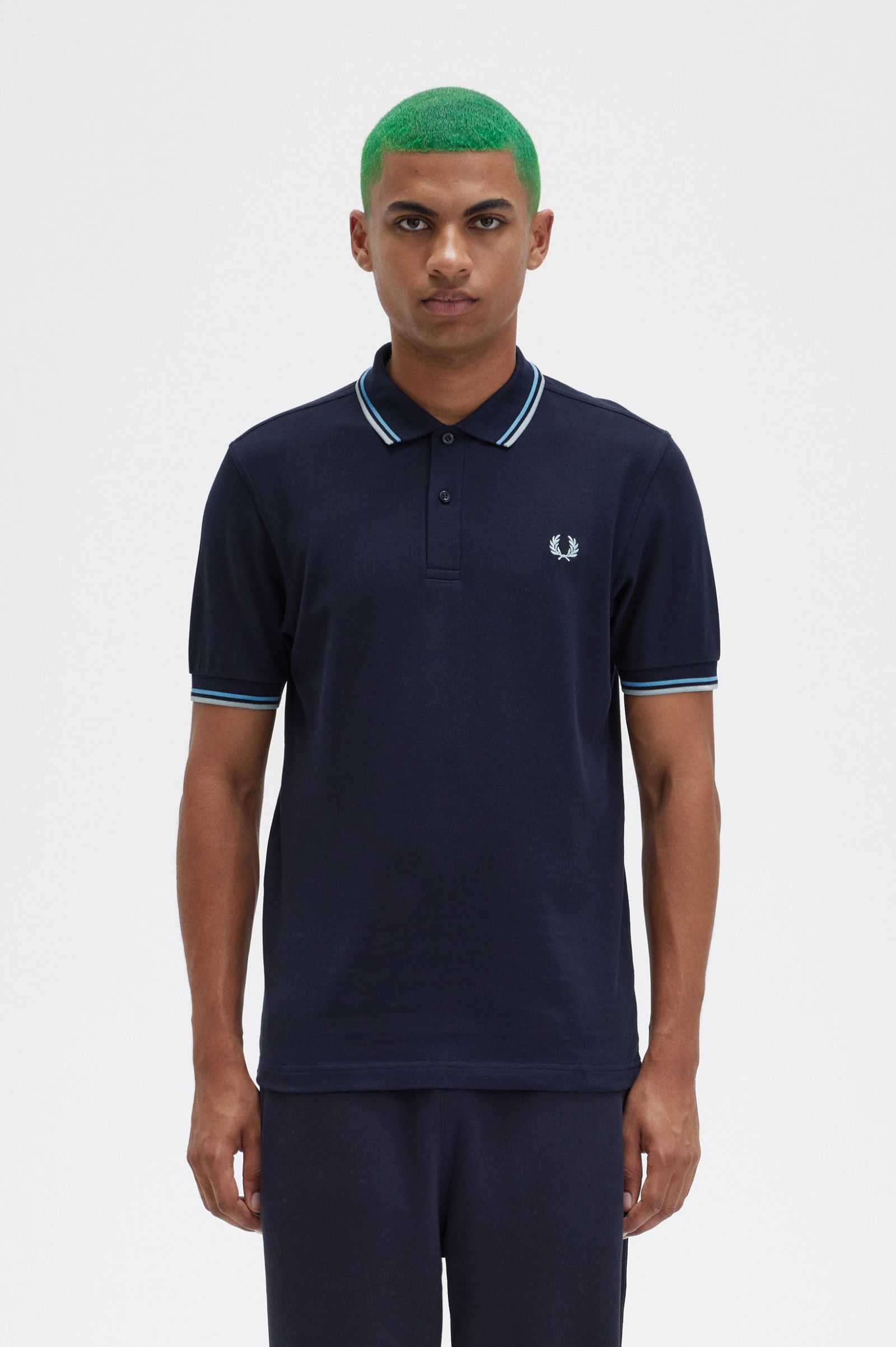 The Fred Perry ShirtM3600 Navy / Soft Blue / Silver Blue