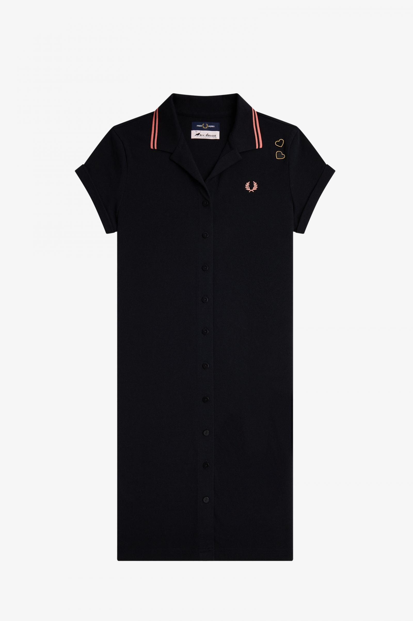 Amy Winehouse FoundationButton-Through Piqué Shirt Dress Black