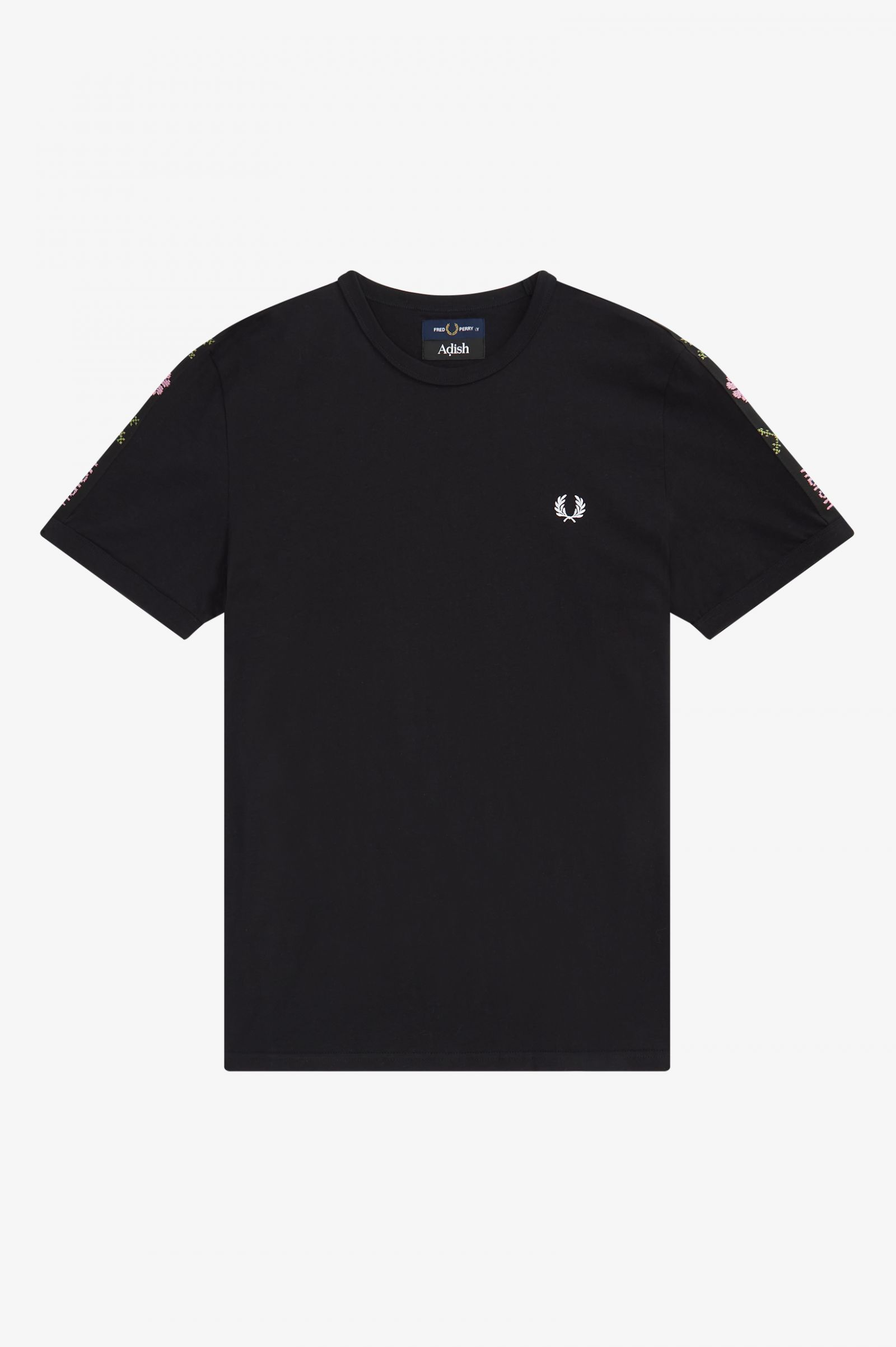 AdishEmbroidered Tape Ringer T-Shirt Black