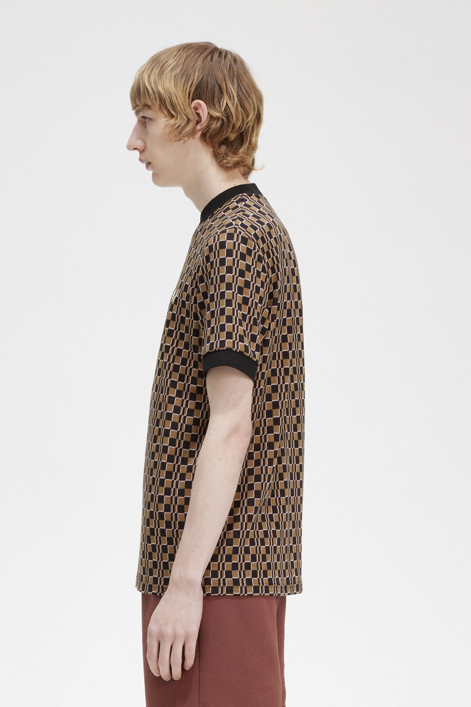 Glitch Chequerboard T-Shirt Shaded Stone / Navy