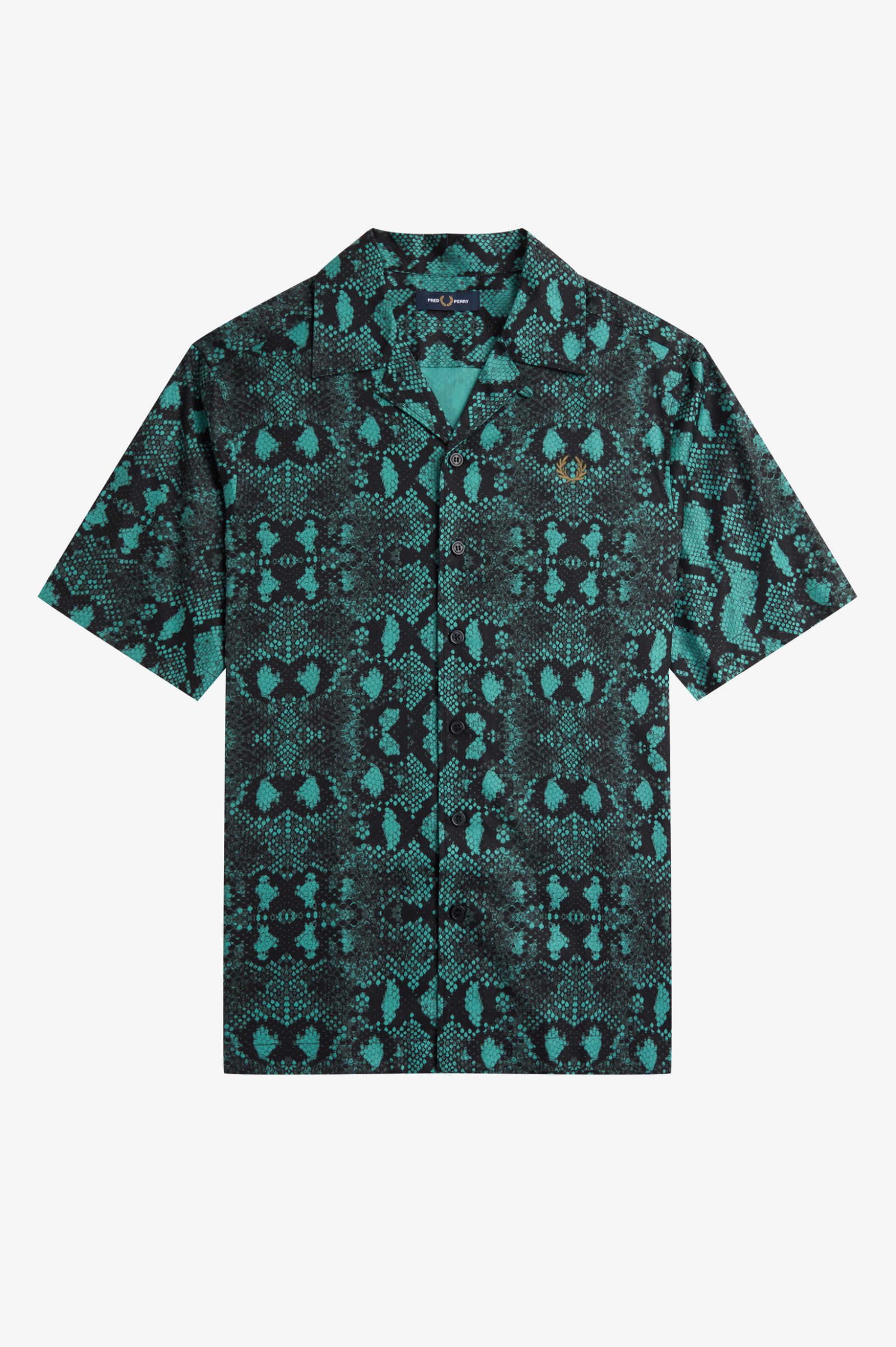 Snake Print Revere Collar Shirt Deep Mint