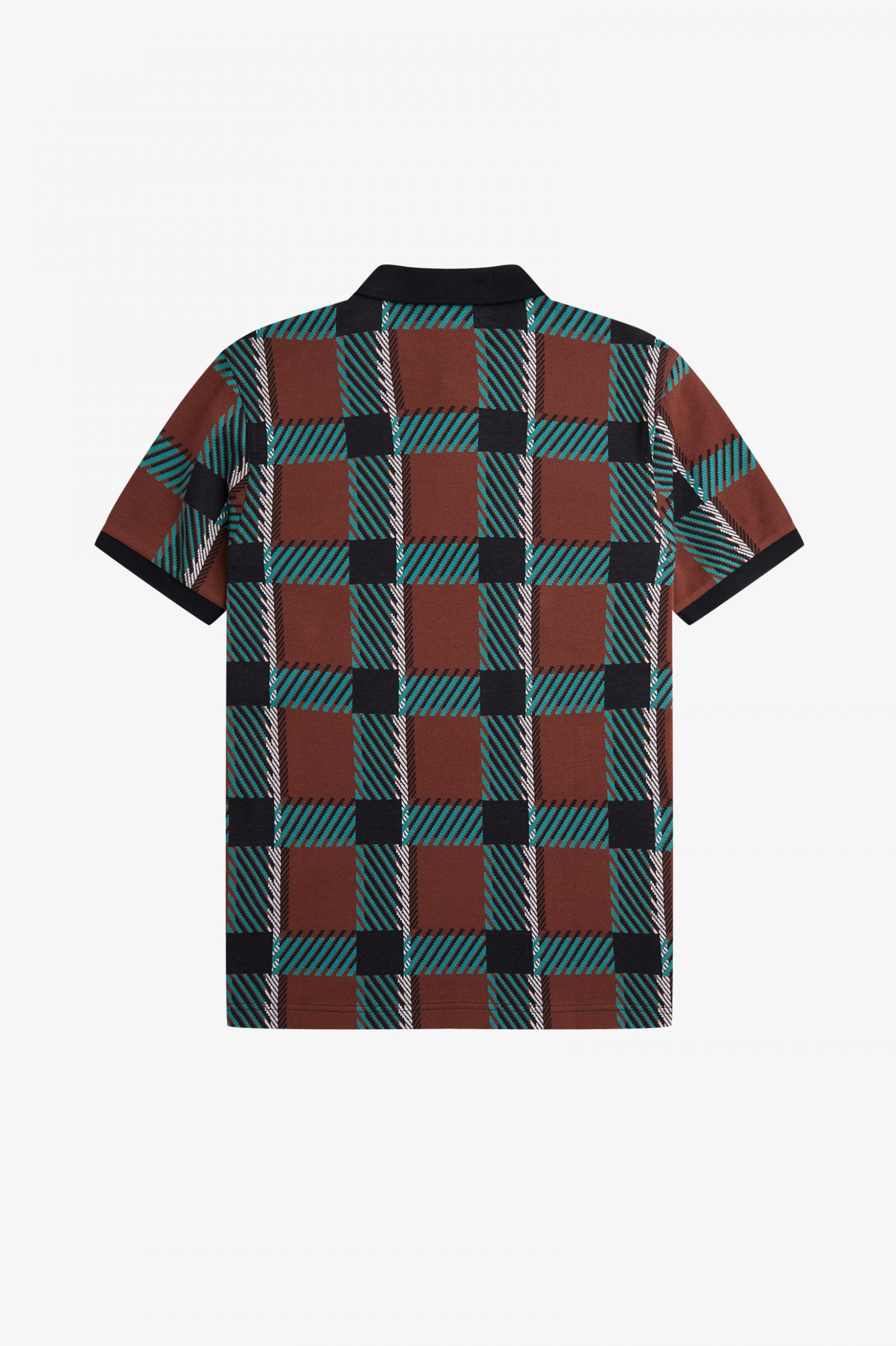 Glitch Tartan Polo Shirt Whisky Brown