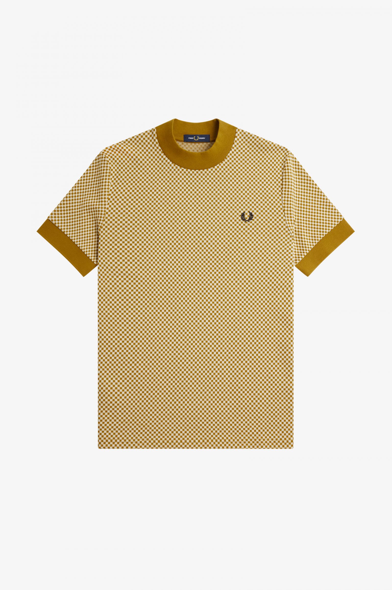 Micro Chequerboard T-Shirt Oatmeal / Dark Caramel