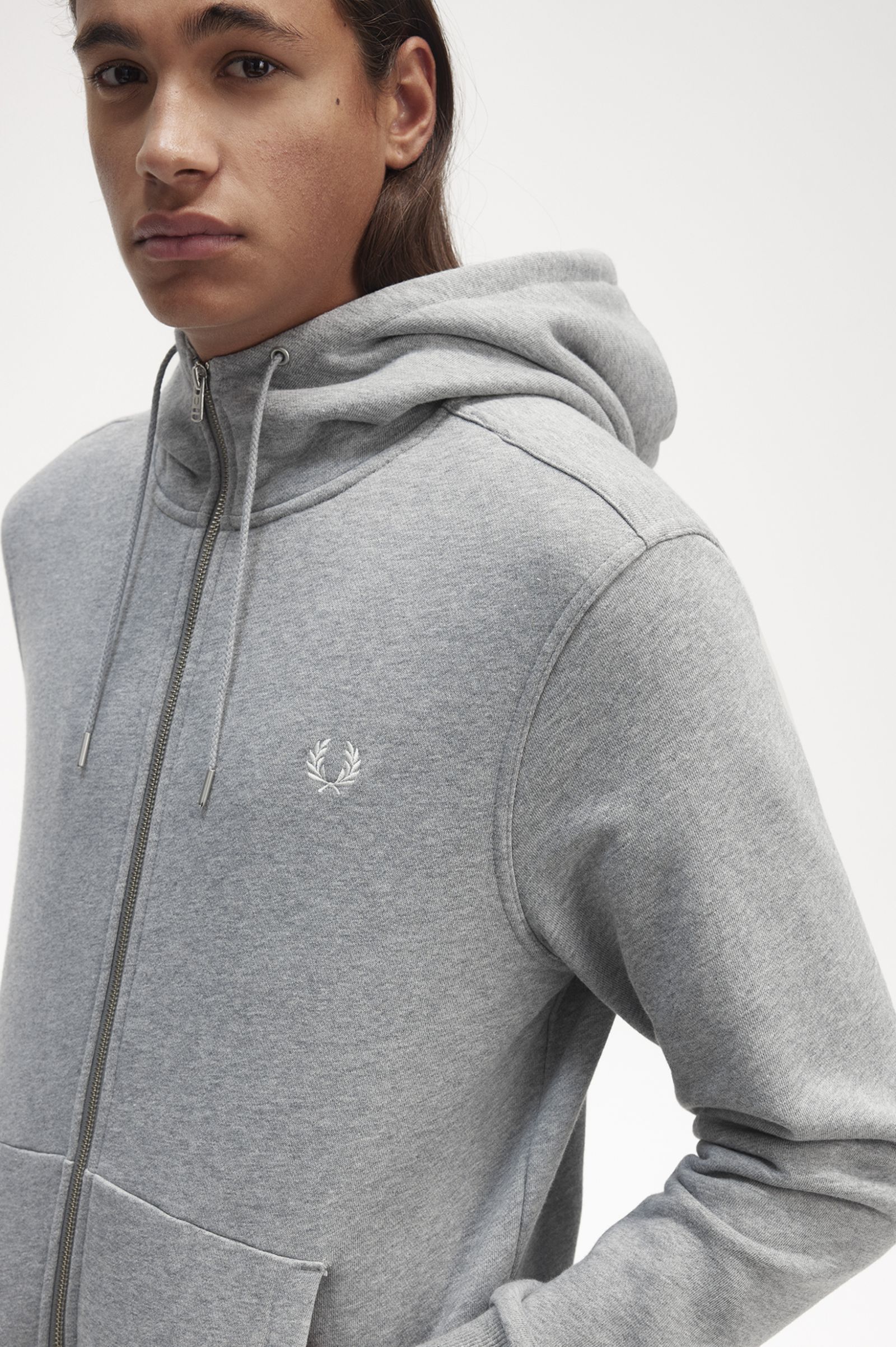 Hooded Zip Through Sweatshirt Steel Marl