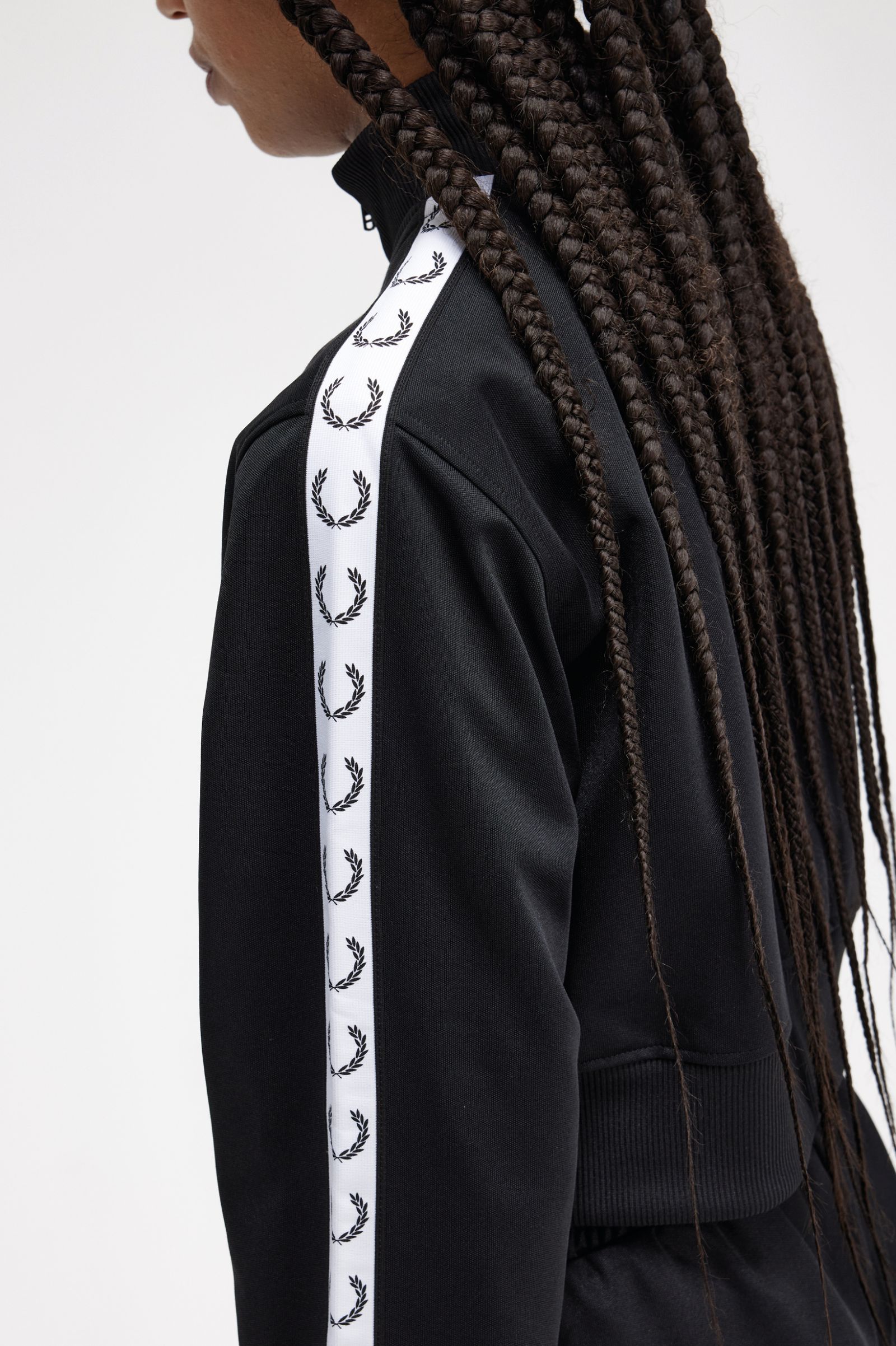 Cropped Taped Track Jacket Black