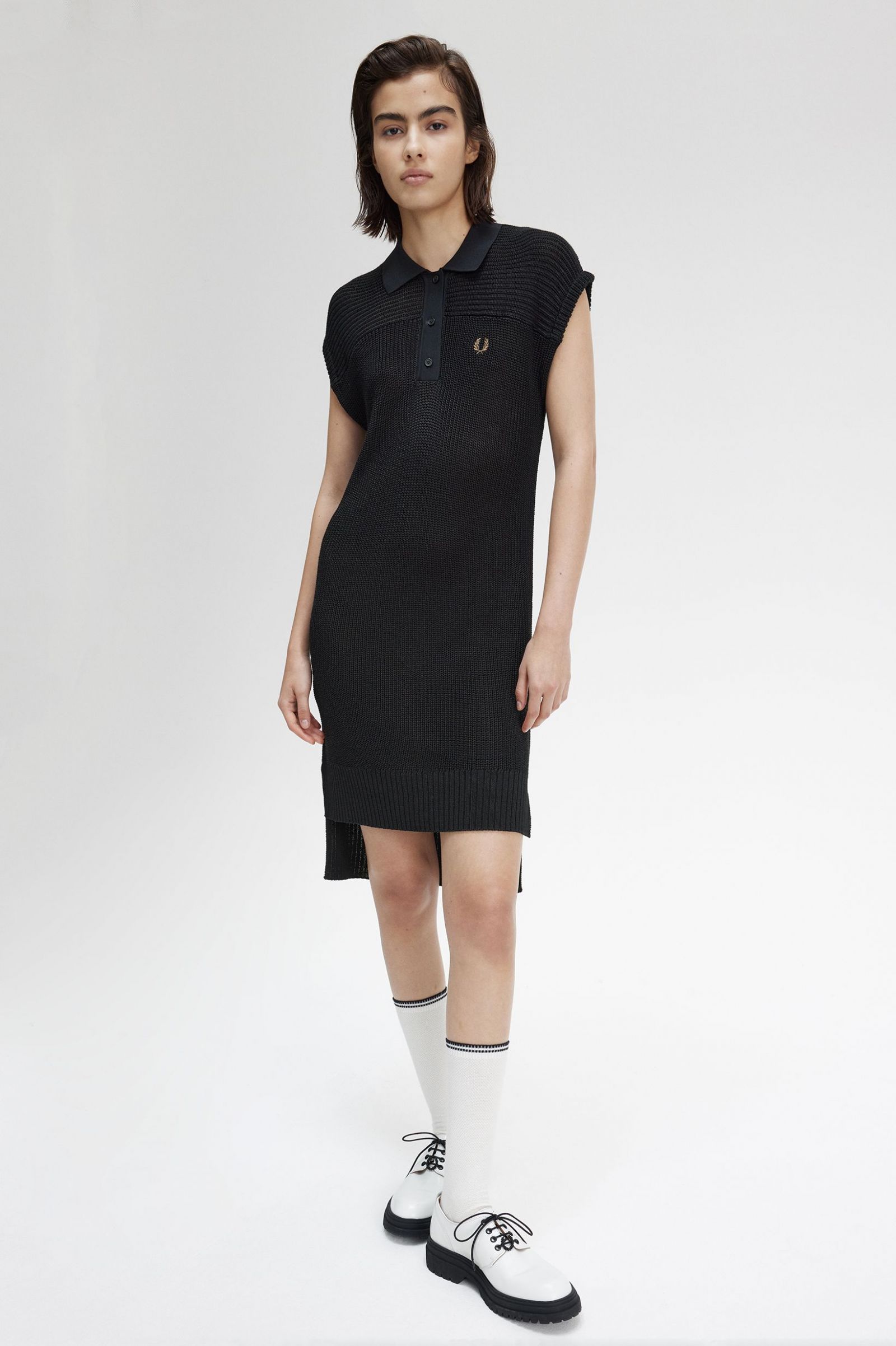Knitted Shirt Dress Black