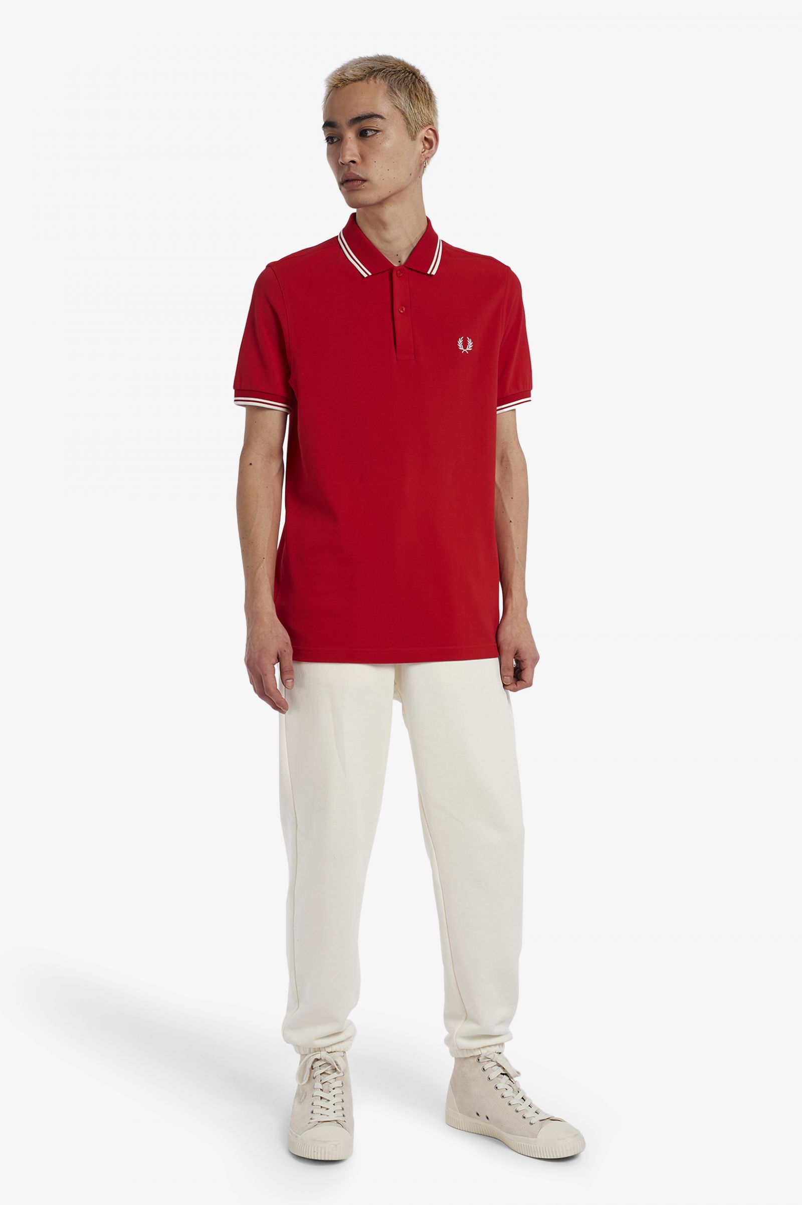 The Fred Perry ShirtM3600 Jester Red / Snow White / Snow White