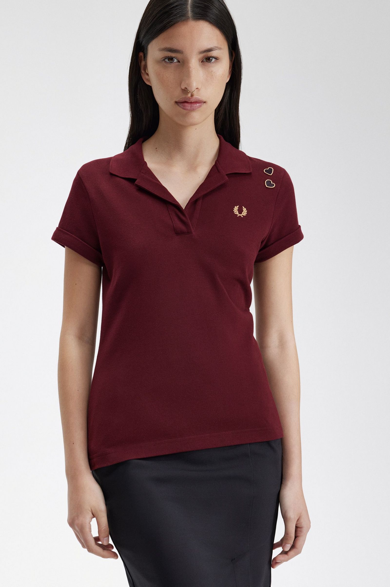 Amy Winehouse FoundationOpen-Collar Pique Shirt Oxblood
