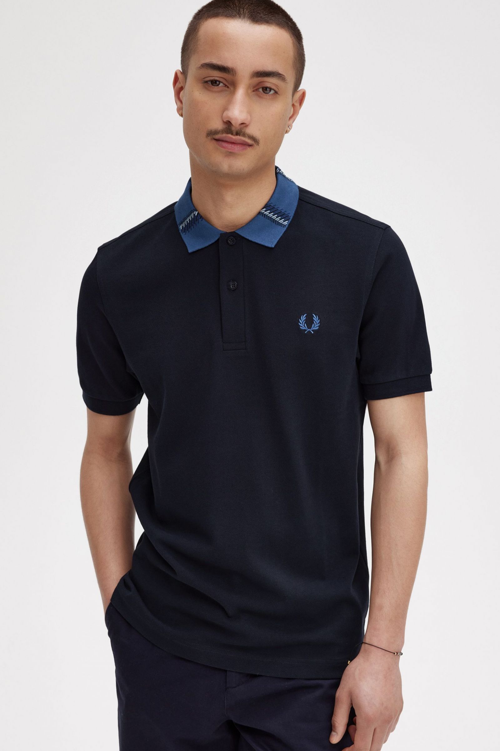 Graphic Collar Polo Shirt Navy