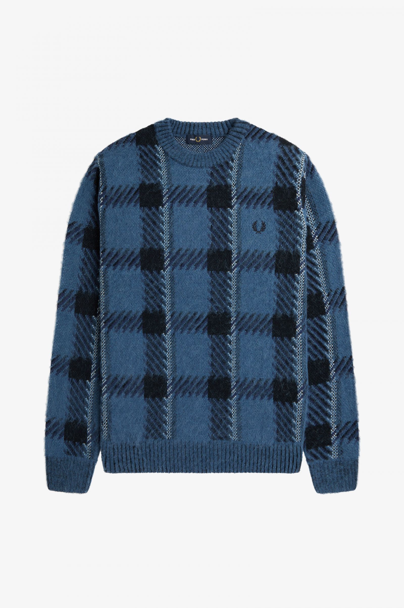 Glitch Tartan Jumper Midnight Blue