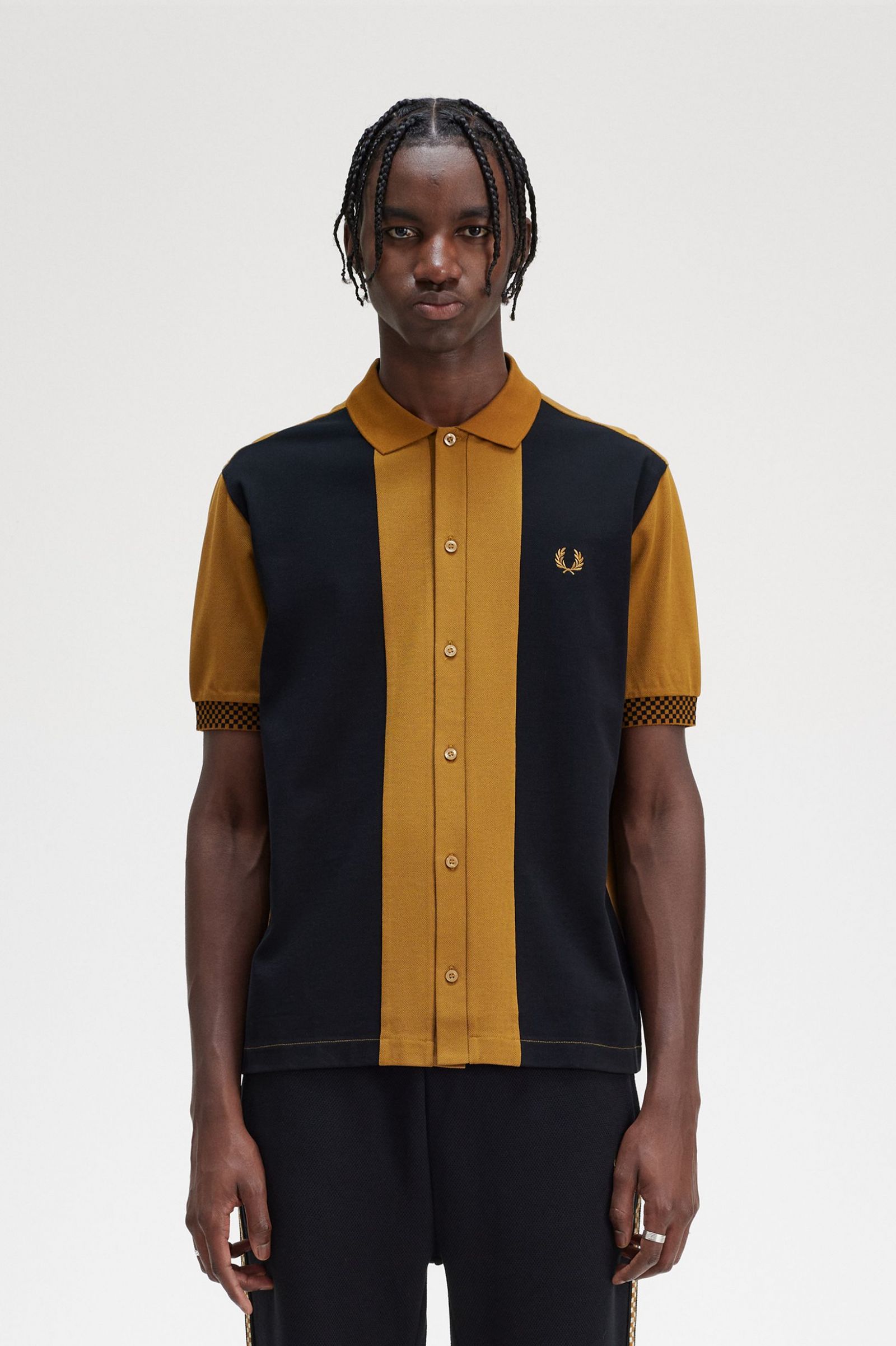 Button Through Polo Shirt Dark Caramel