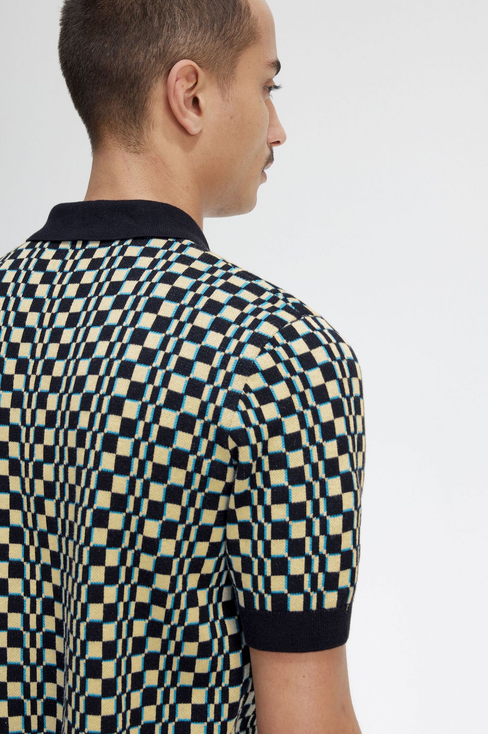 Glitch Chequerboard Knitted Shirt Light Oyster / Black