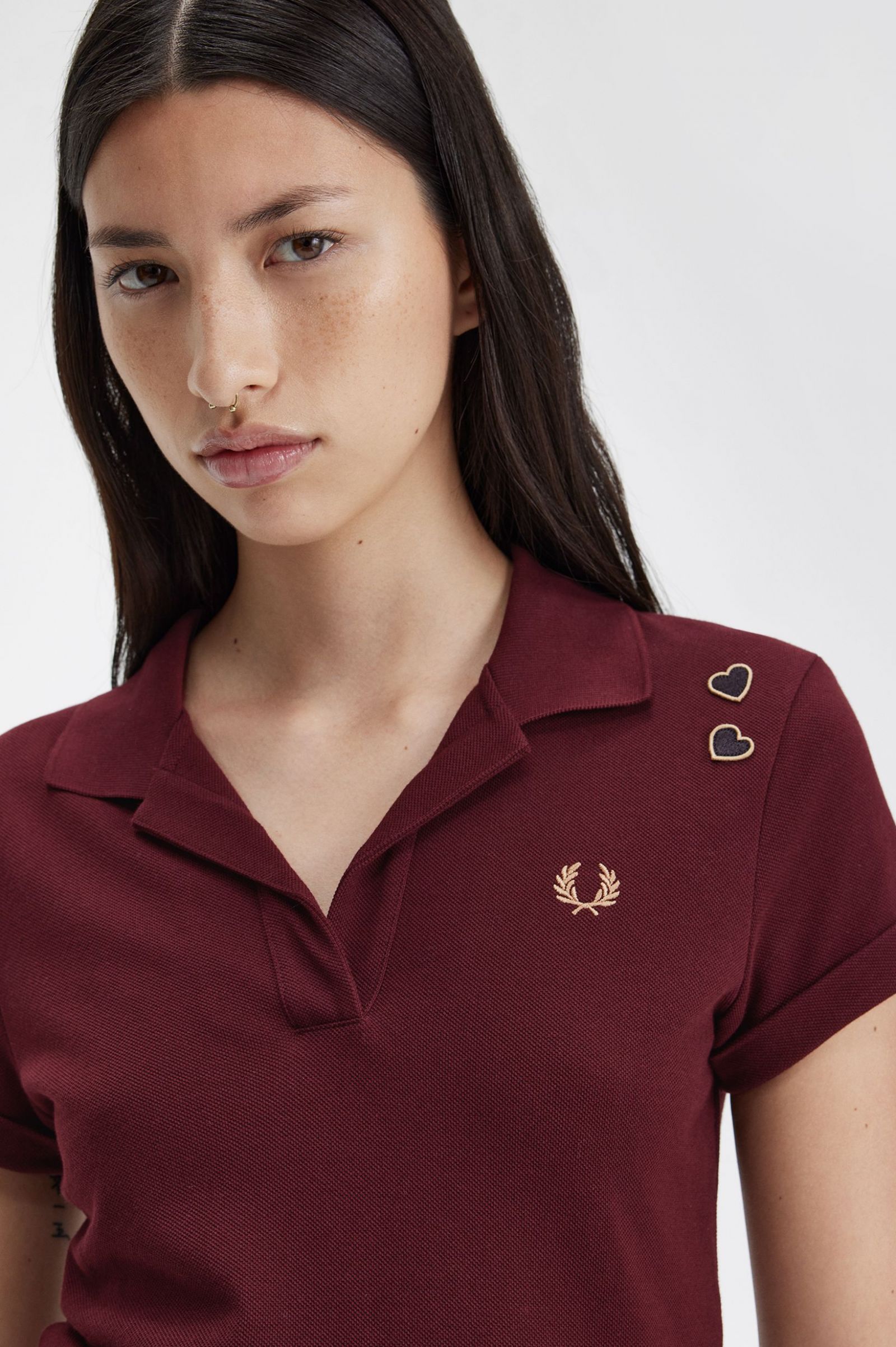 Amy Winehouse FoundationOpen-Collar Pique Shirt Oxblood