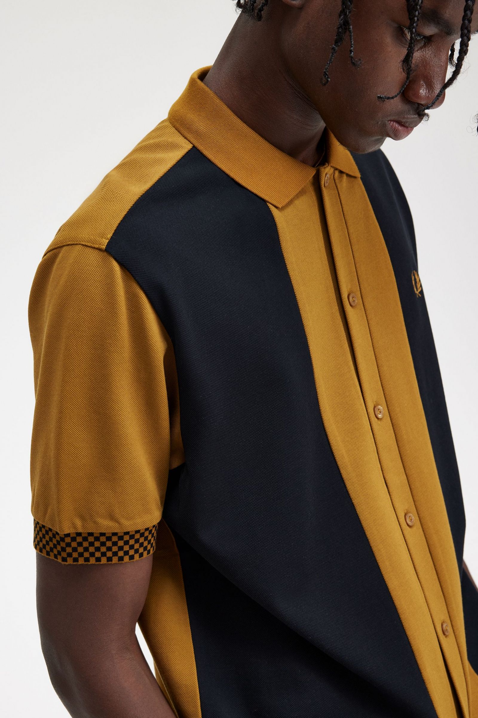 Button Through Polo Shirt Dark Caramel