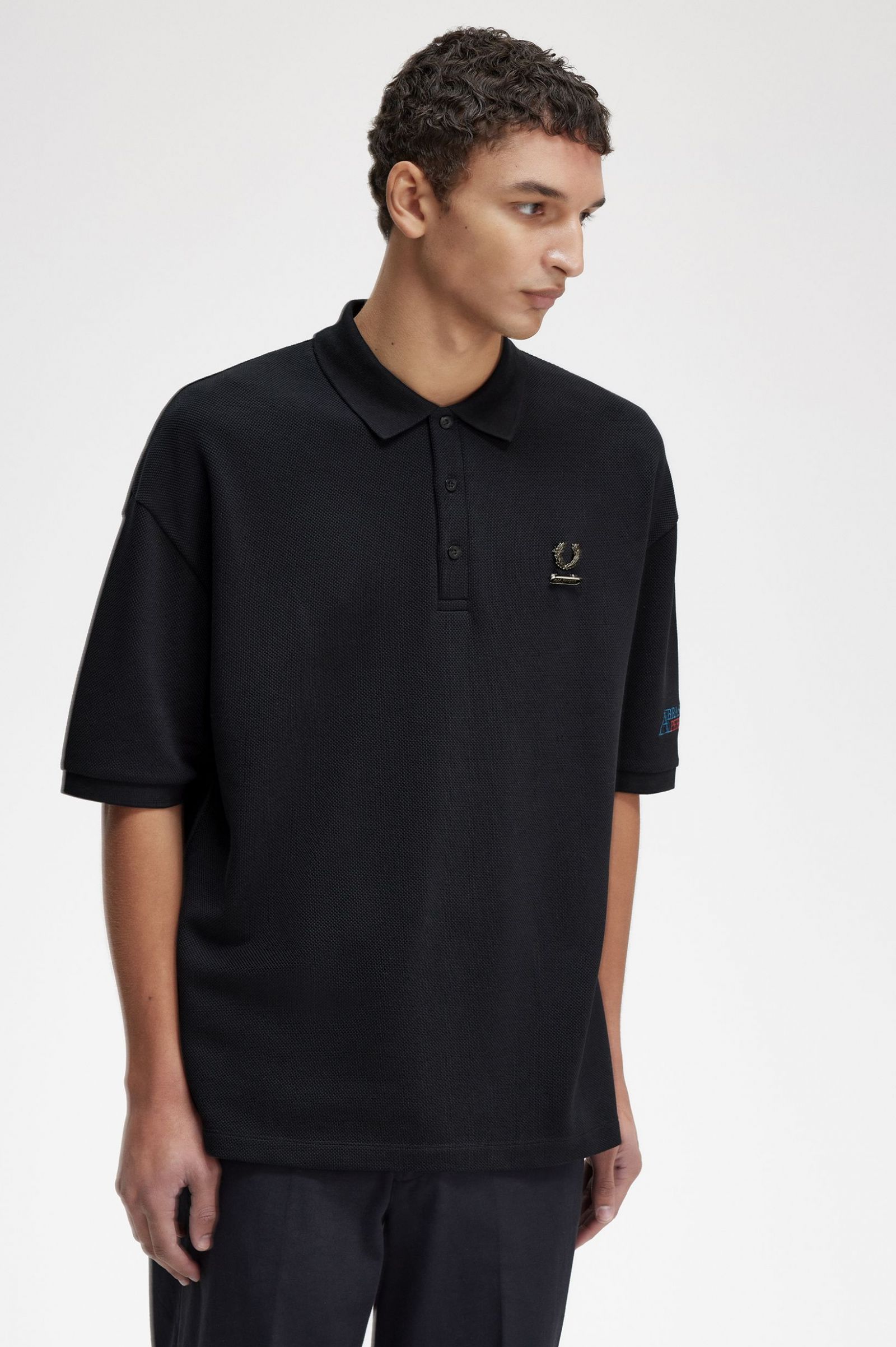 Raf SimonsEmbroidered Polo Shirt Black