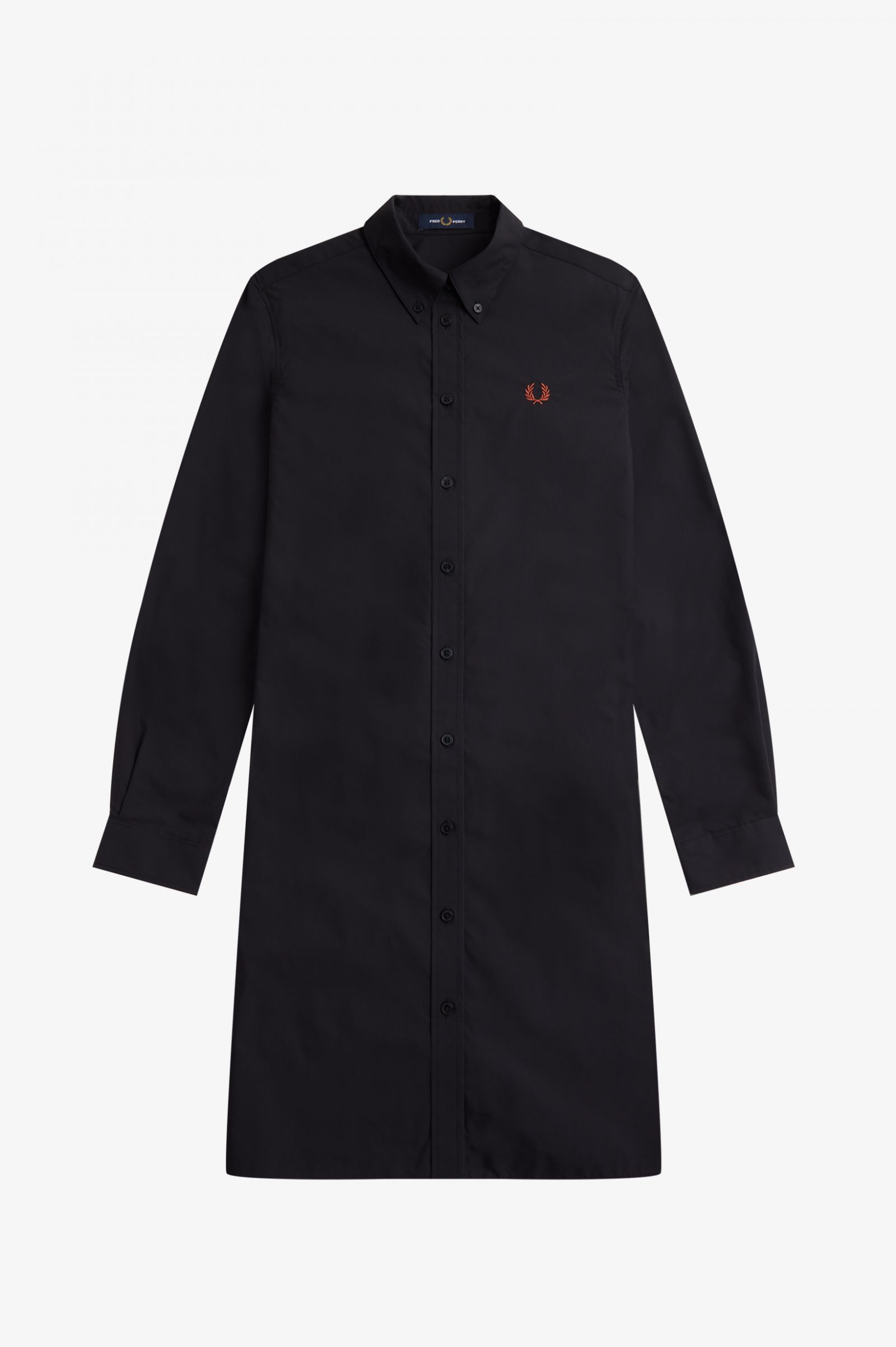 Button-Through Shirt Dress Black