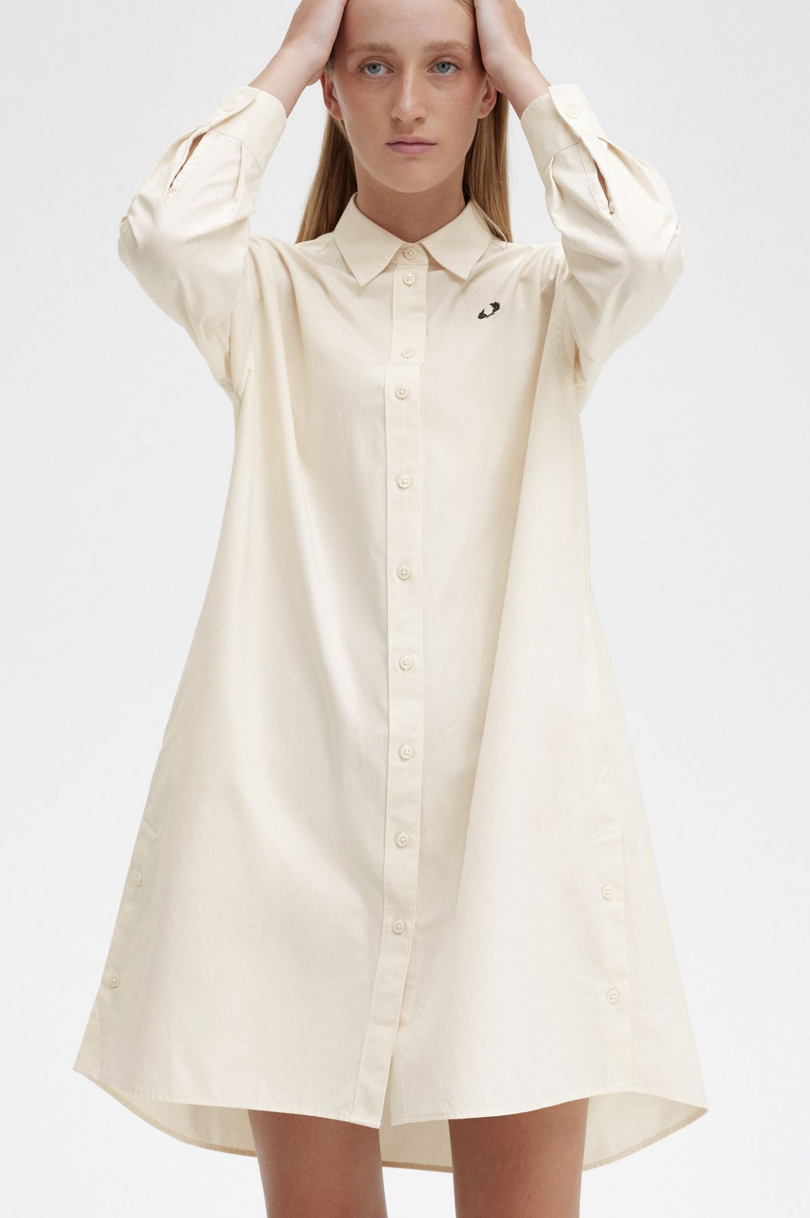 Split Detail Shirt Dress Ecru
