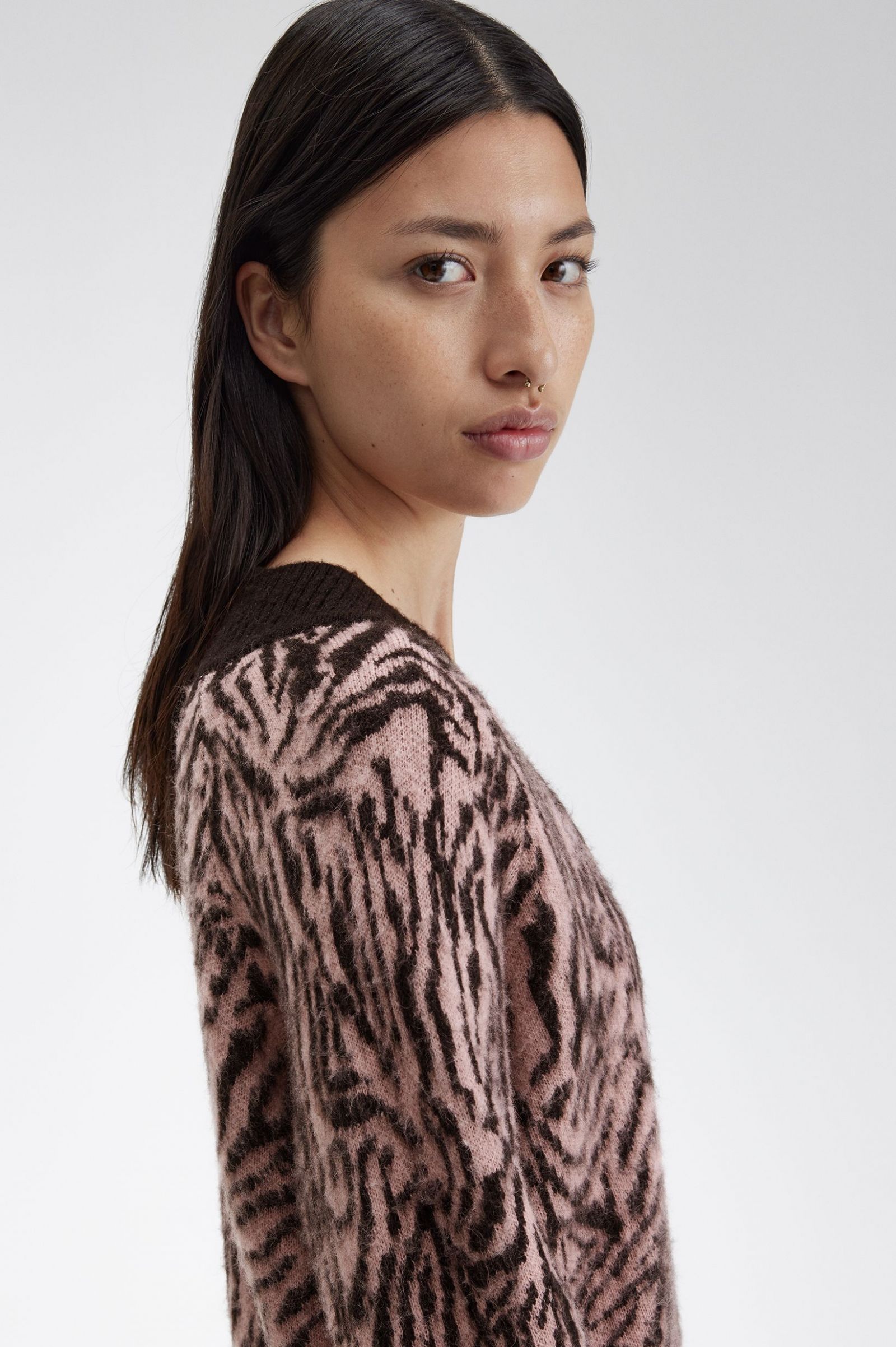 Amy Winehouse FoundationZebra Knitted Dress Dusty Rose Pink