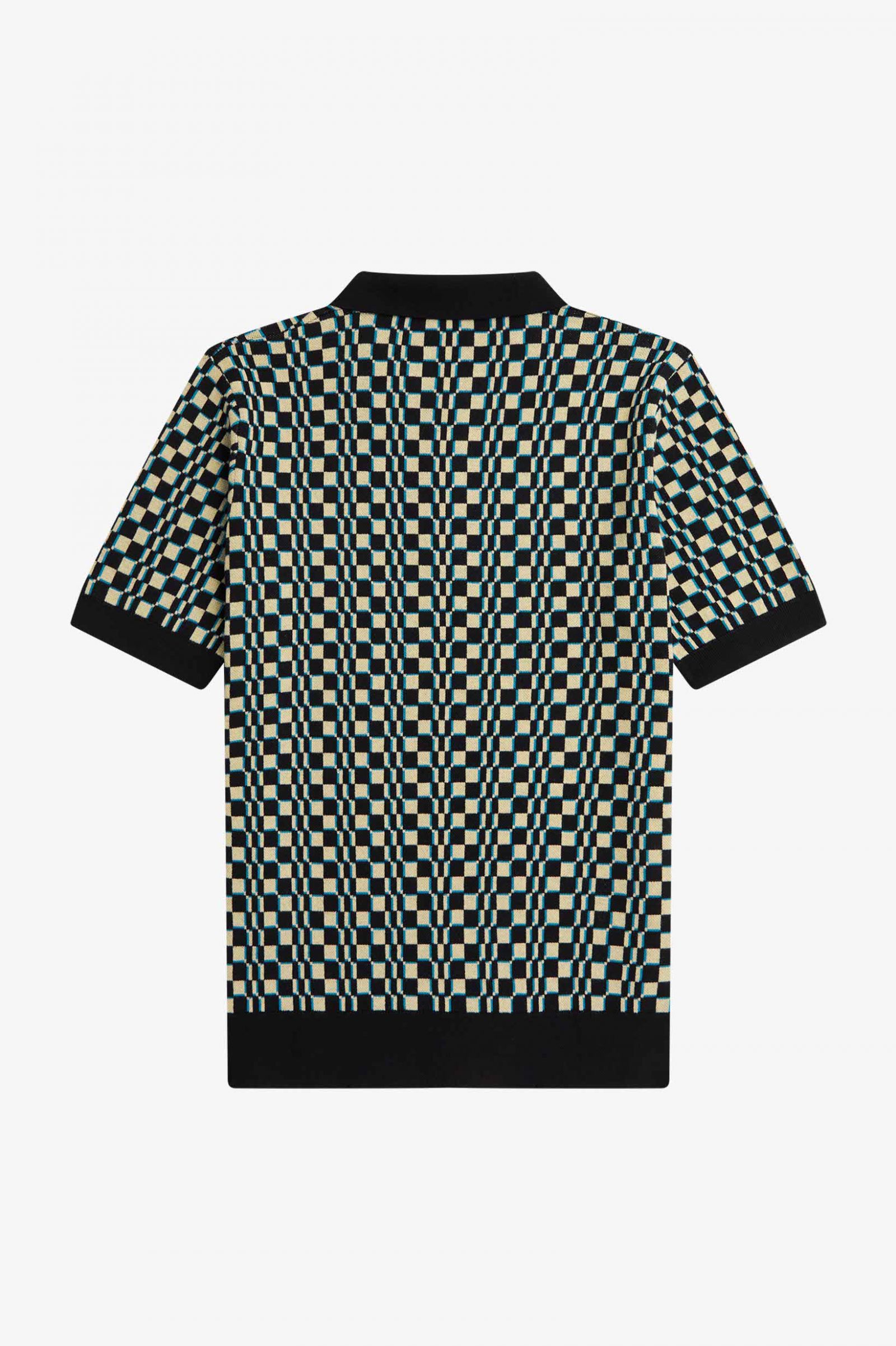 Glitch Chequerboard Knitted Shirt Light Oyster / Black