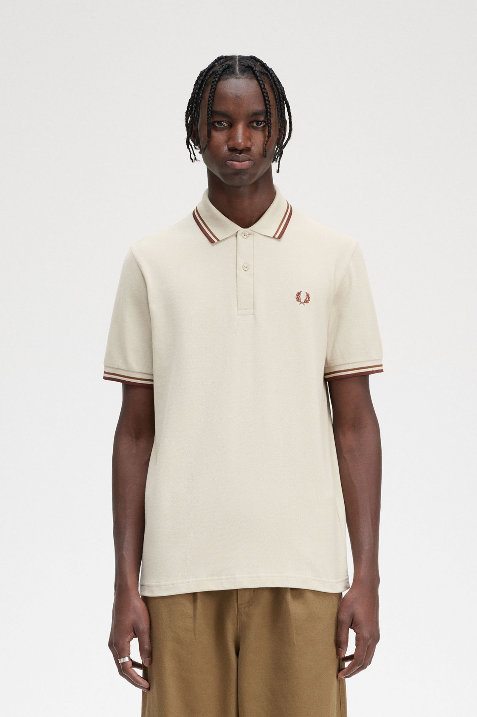 The Fred Perry ShirtM12 Oatmeal / Dark Caramel / Whisky Brown