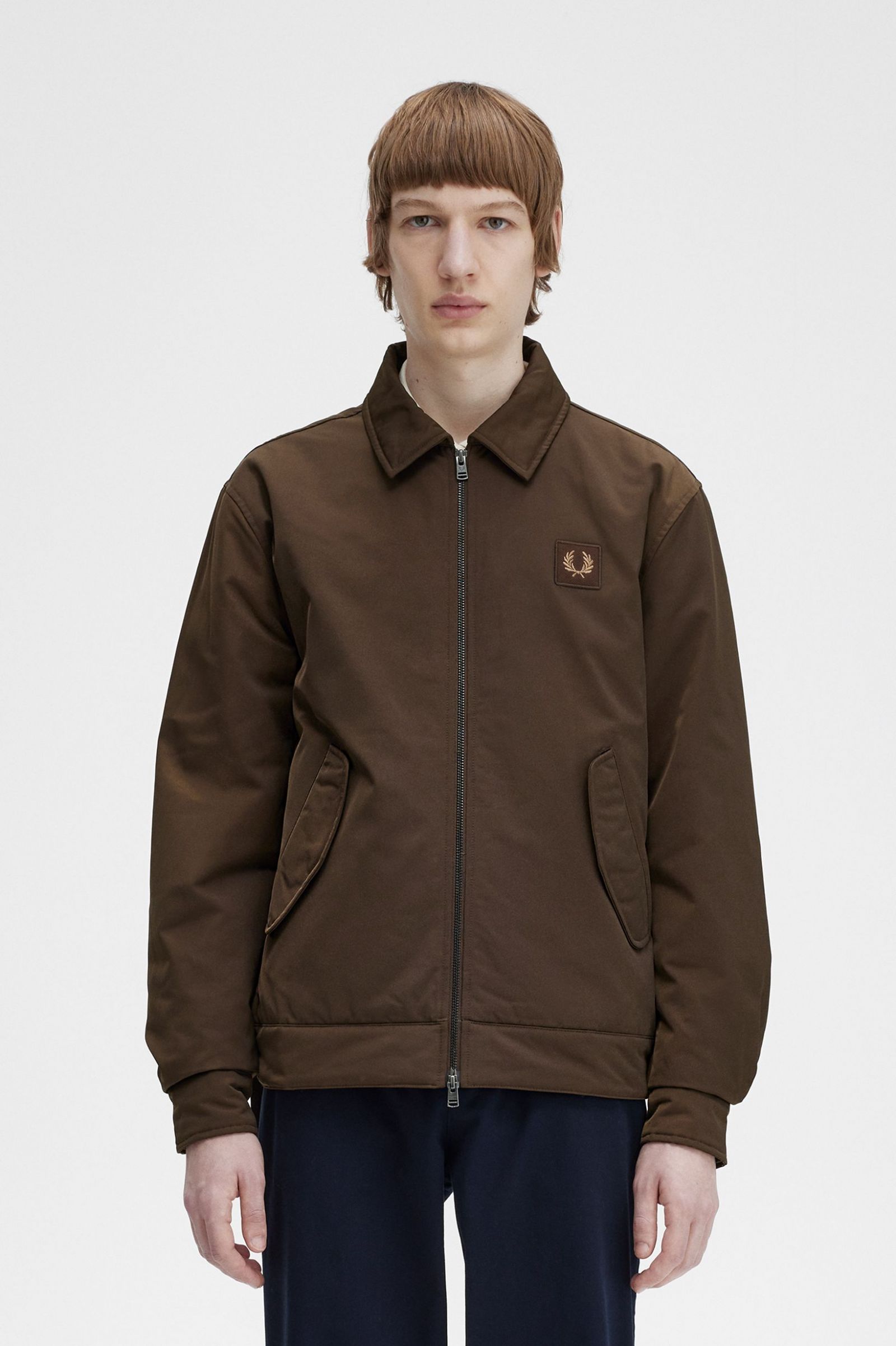 Quilted Zip Through Jacket Burnt Tobacco