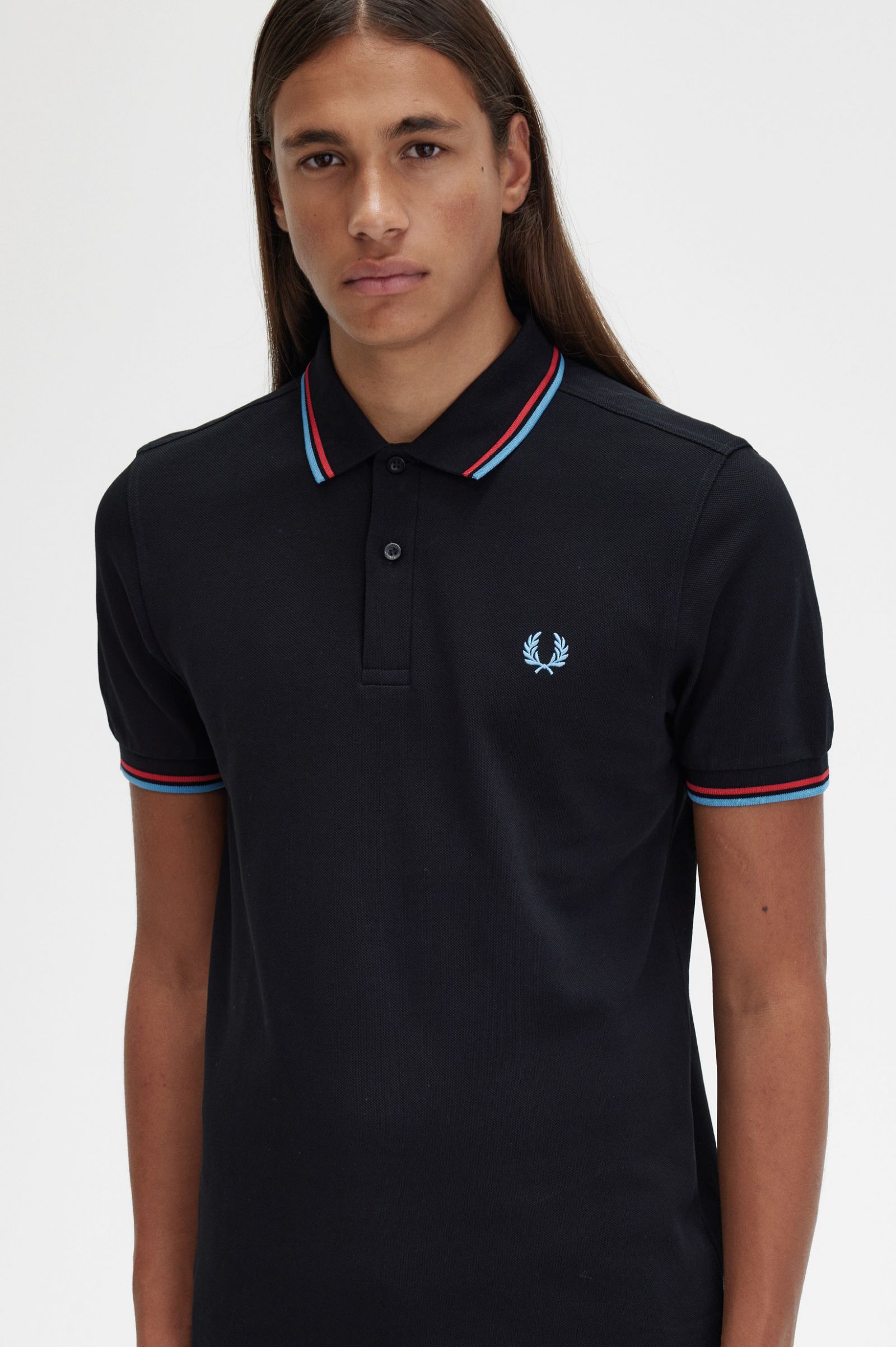 The Fred Perry ShirtM3600 Black / Washed Red / Soft Blue