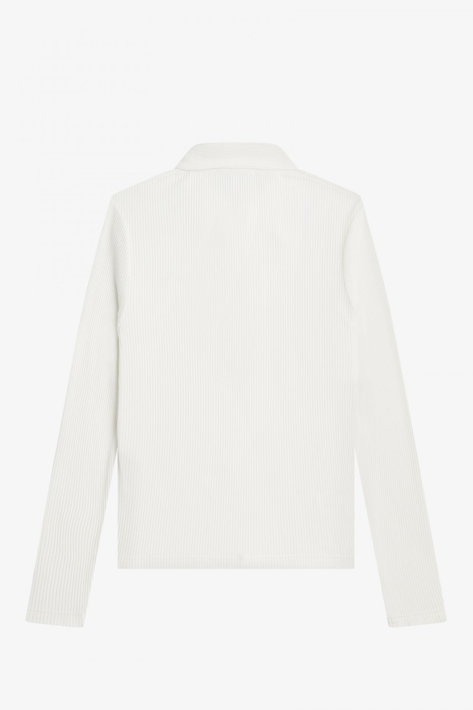 Long Sleeve Ribbed Polo Shirt Snow White