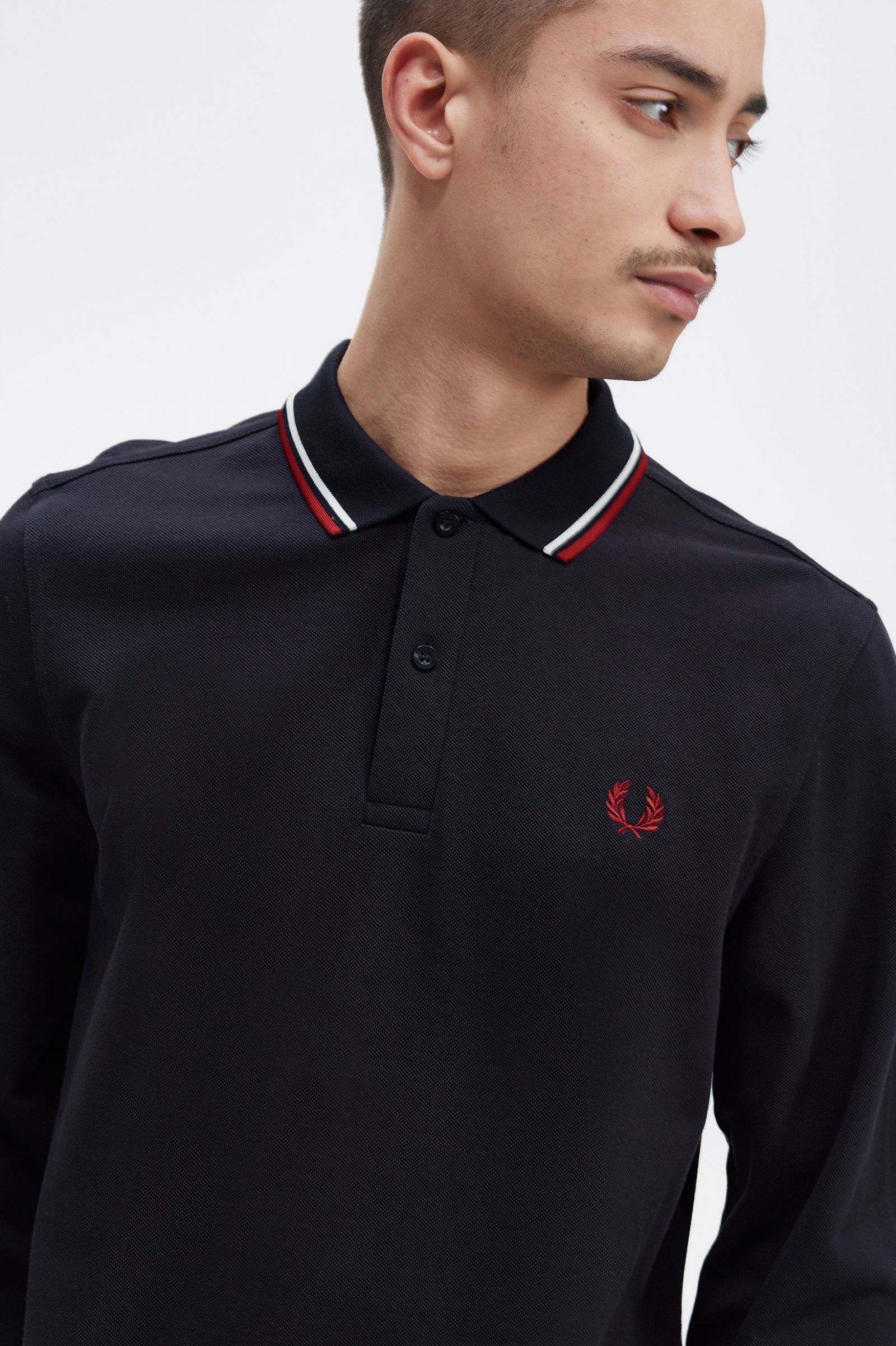 The Fred Perry ShirtM3636 Navy / Snow White / Burnt Red