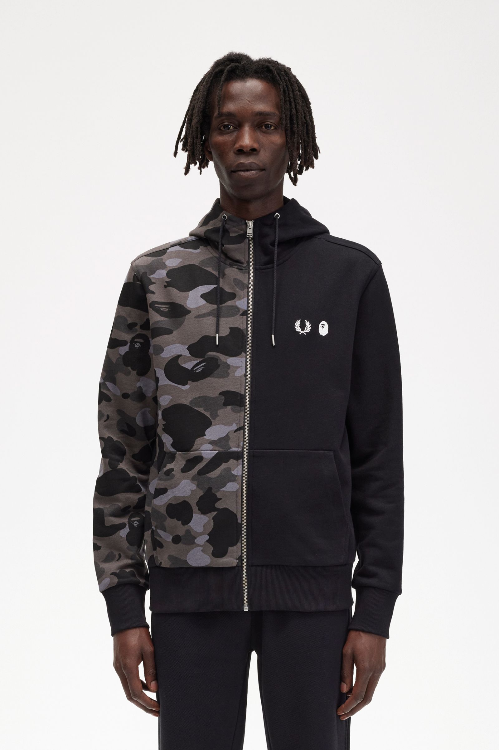 A Bathing Ape®Contrast Zipped Hooded Sweatshirt Black