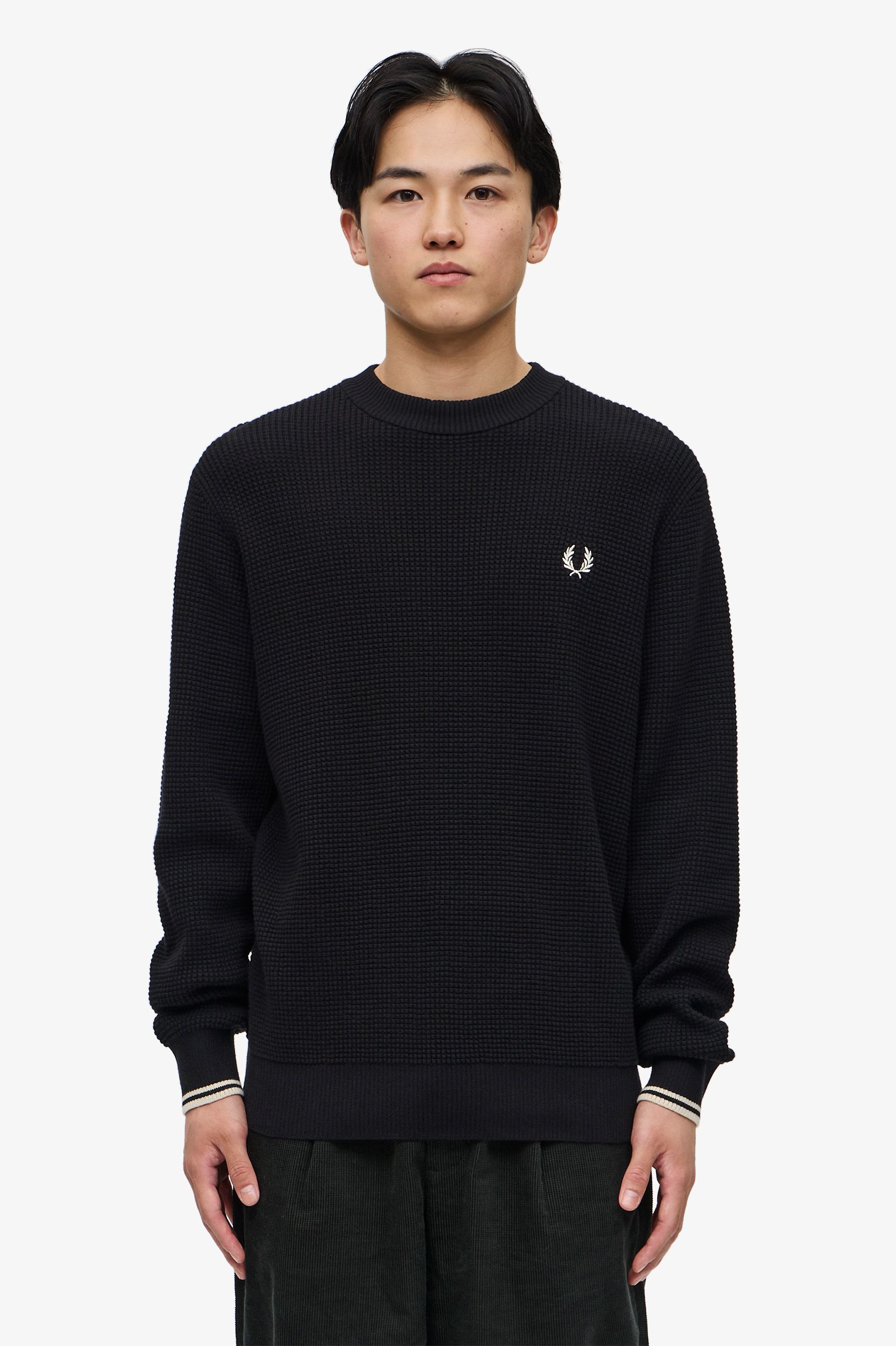 Waffle Stitch Jumper Black