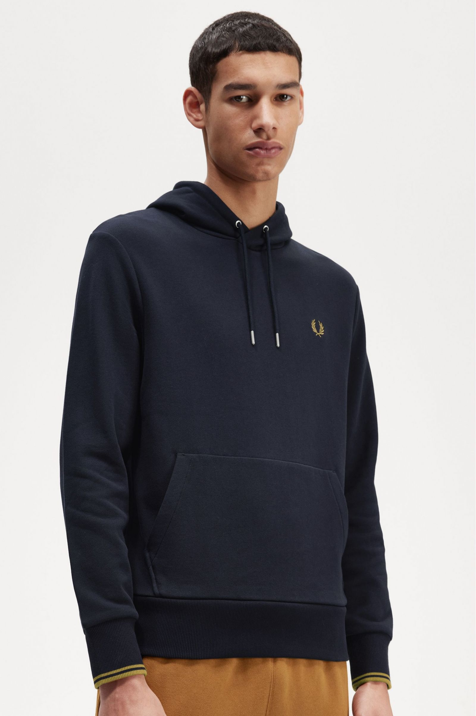 Tipped Hooded Sweatshirt Navy / Dark Caramel