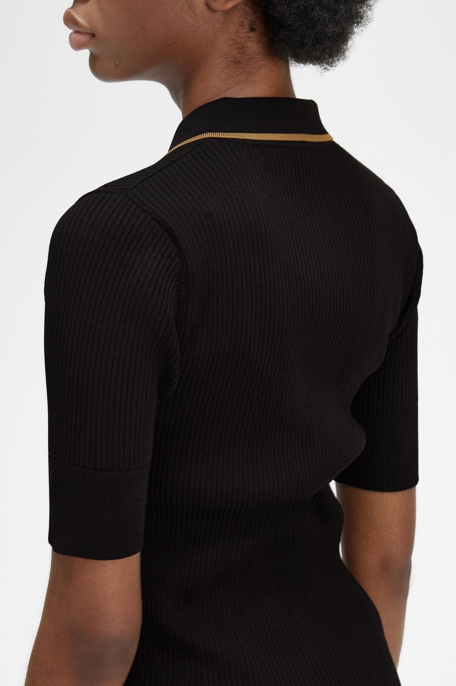 Ribbed Knitted Shirt Black