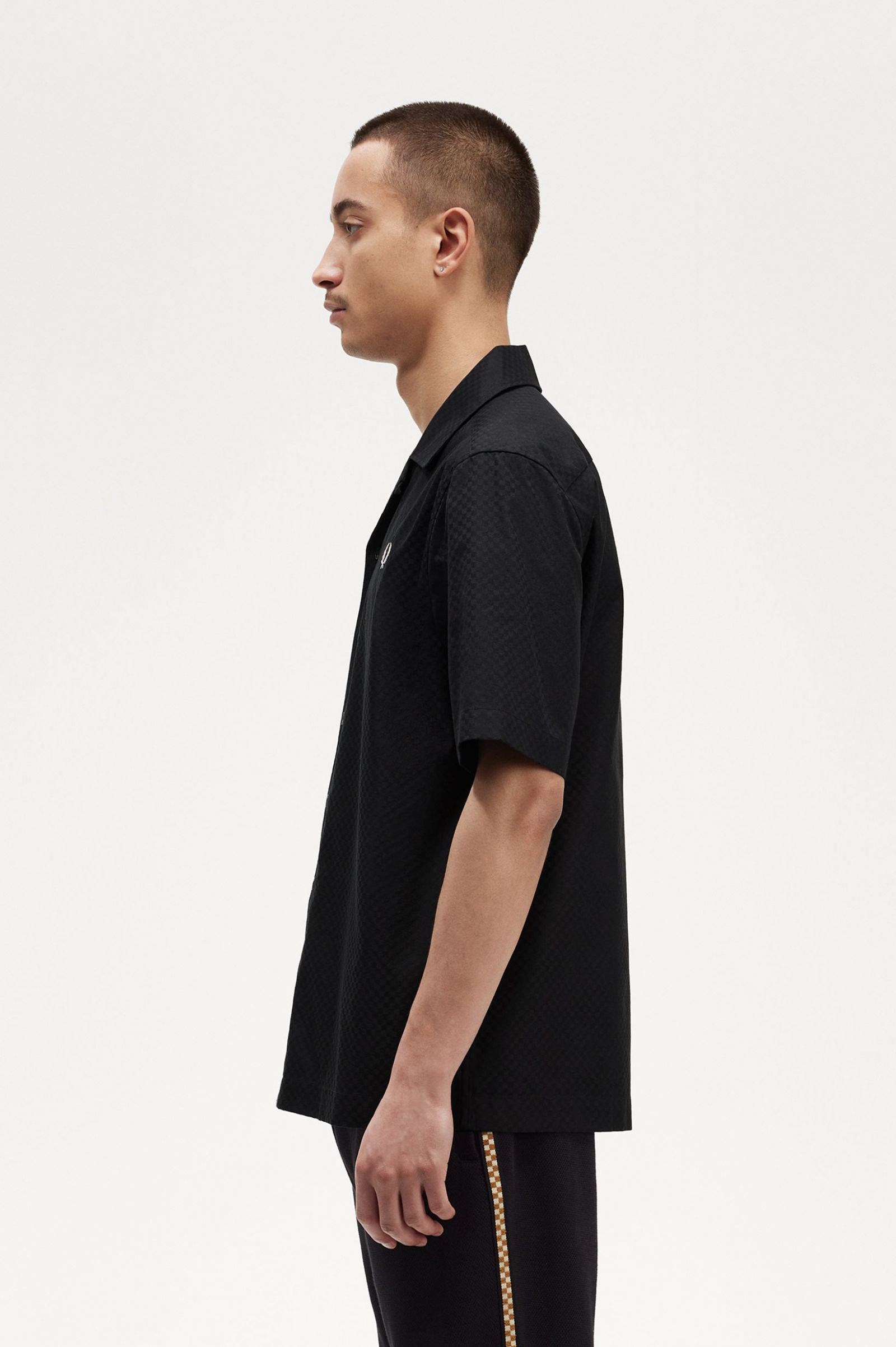 Chequerboard Revere Collar Shirt Black