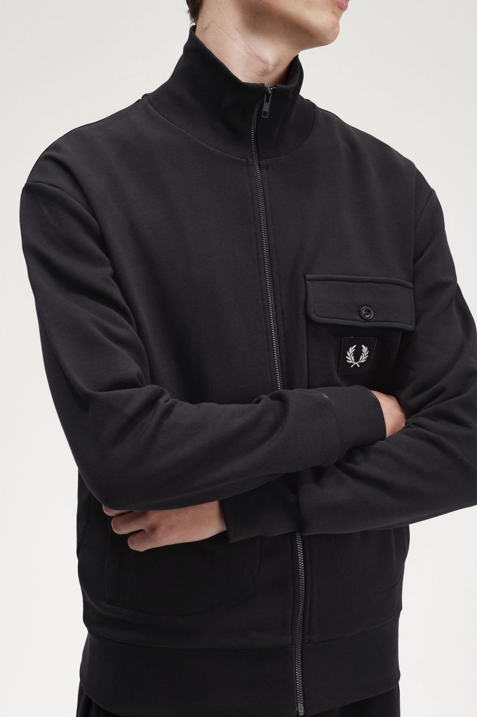 Funnel Neck Track Jacket Black